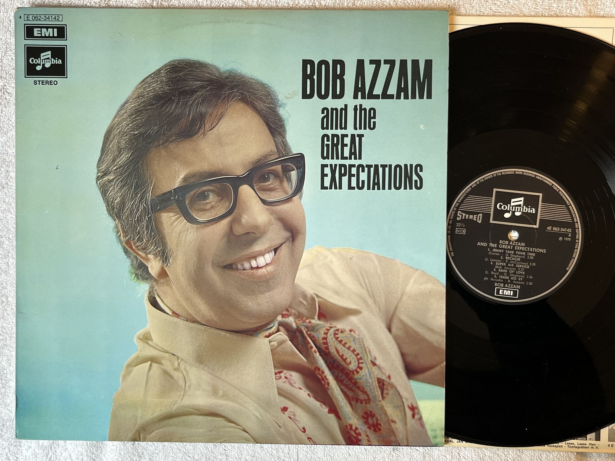 Omslagsbild för skivan BOB AZZAM & THE GREAT EXPECTATIONS s/t LP -70 Swe COLUMBIA 4E 062-34142