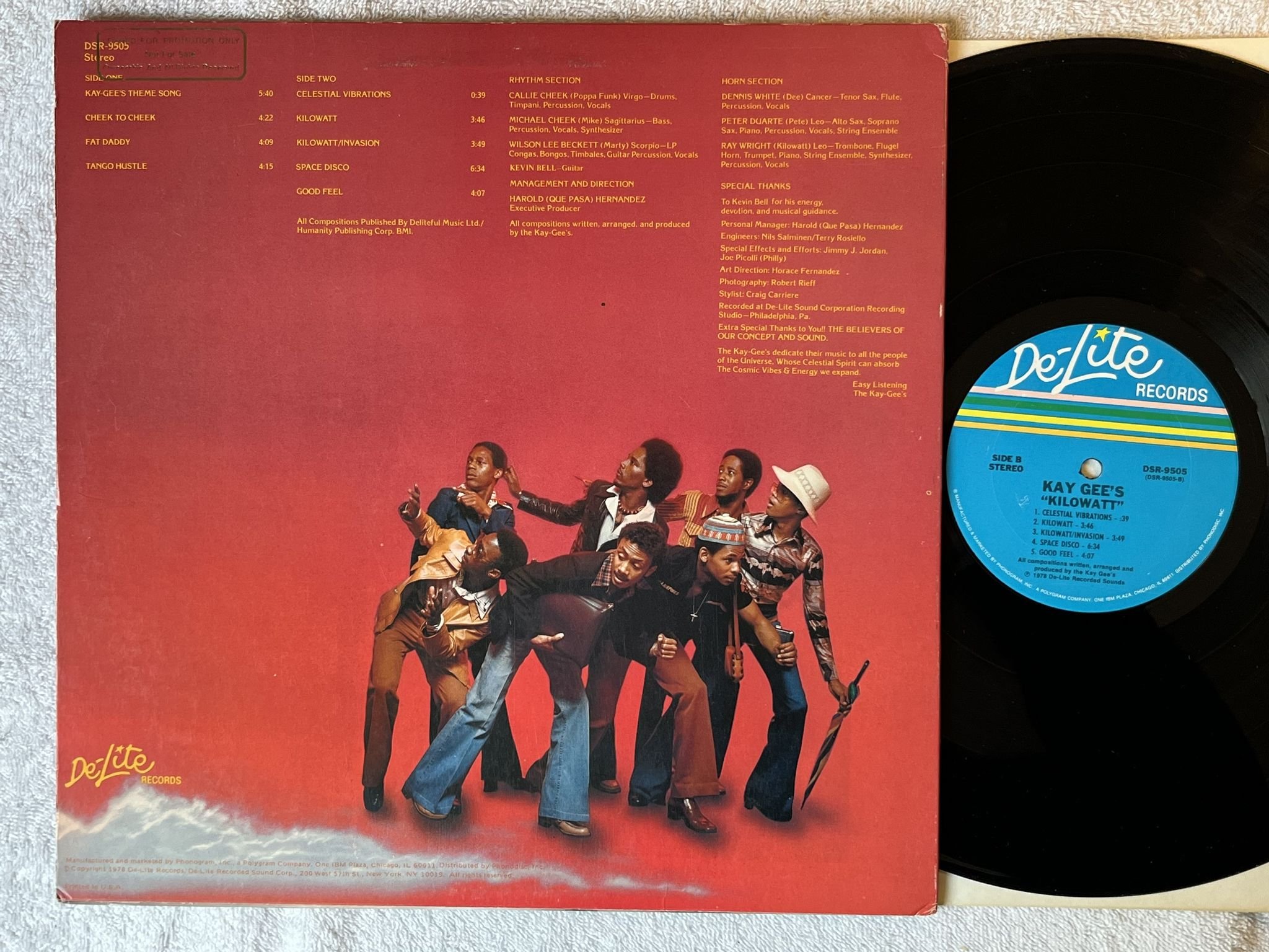 Omslagsbild för skivan KAY GEES kilowatt LP -78 US DE-LITE DSR 9505