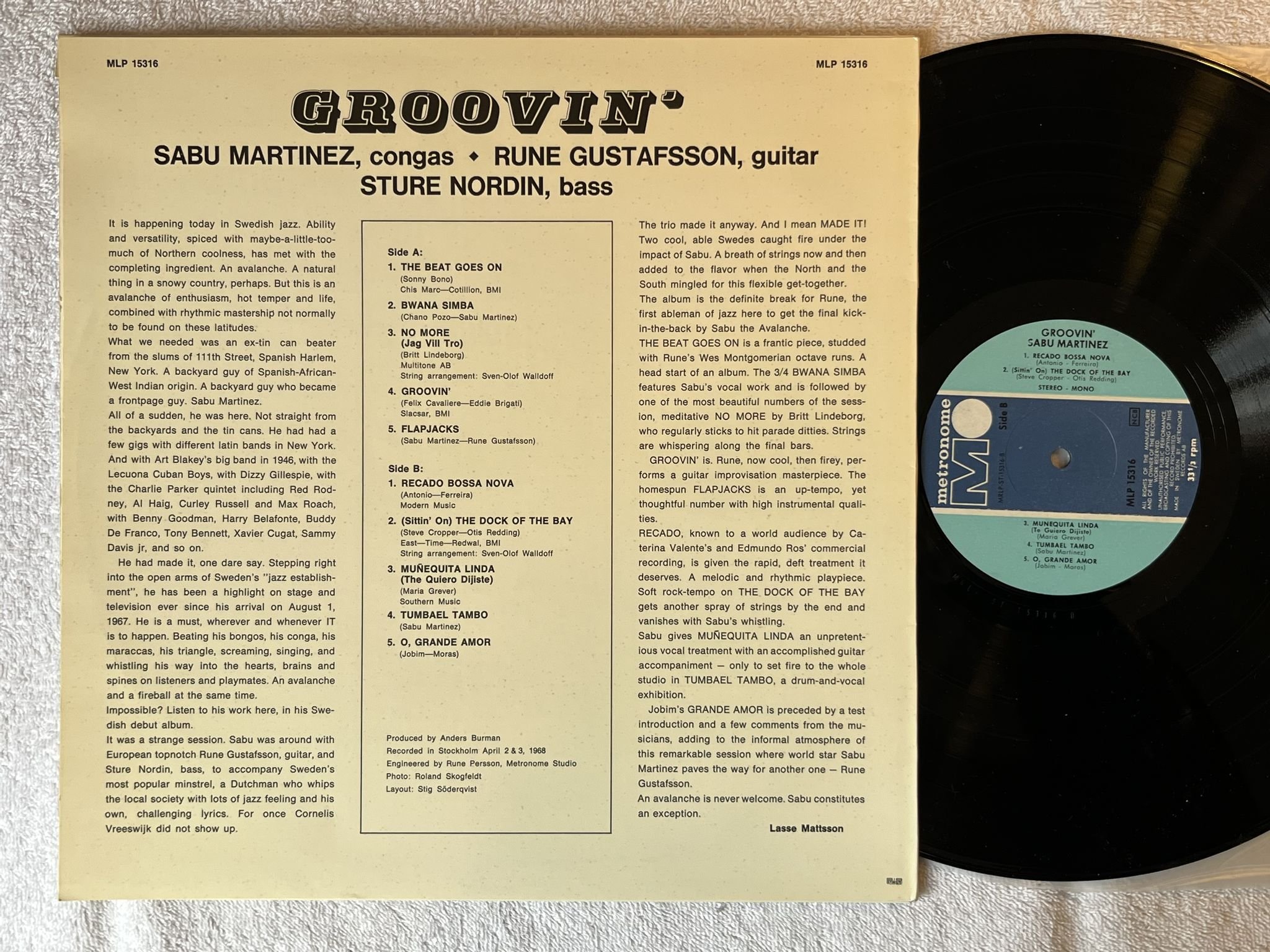 Omslagsbild för skivan SABU MARTINEZ groovin LP -68 Swe METRONOME MLP 15316