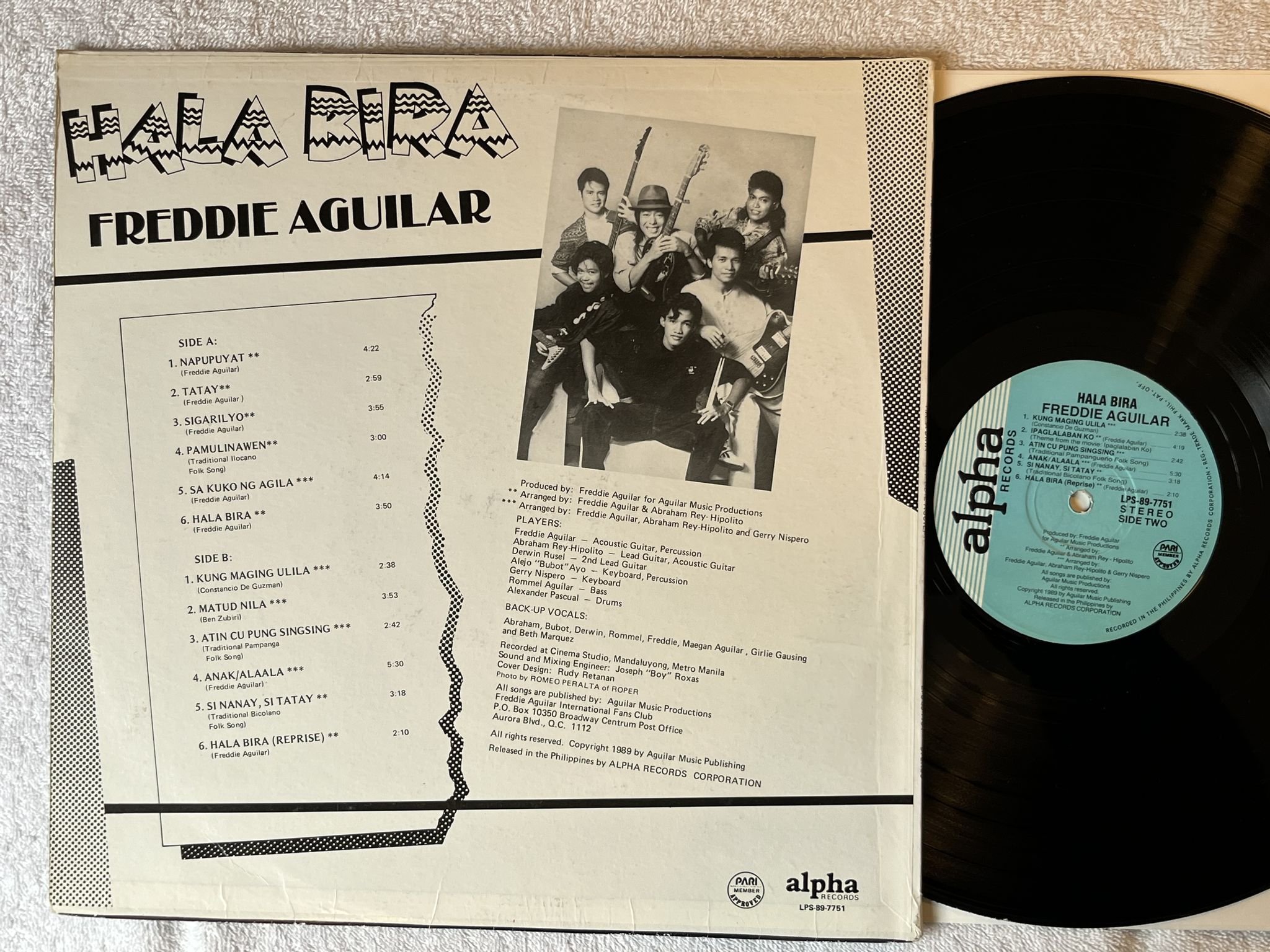 Omslagsbild för skivan FREDDIE AGUILAR hala bira LP Philippiens ALPHA LPS-89-7751