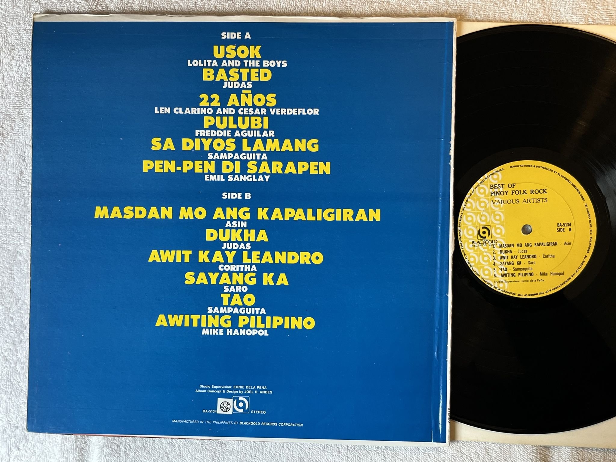 Omslagsbild för skivan V/A best of Pinoy Folk Rock LP Philippiens BLACKGOLD BA-5134 *** ULTRA RARE ***