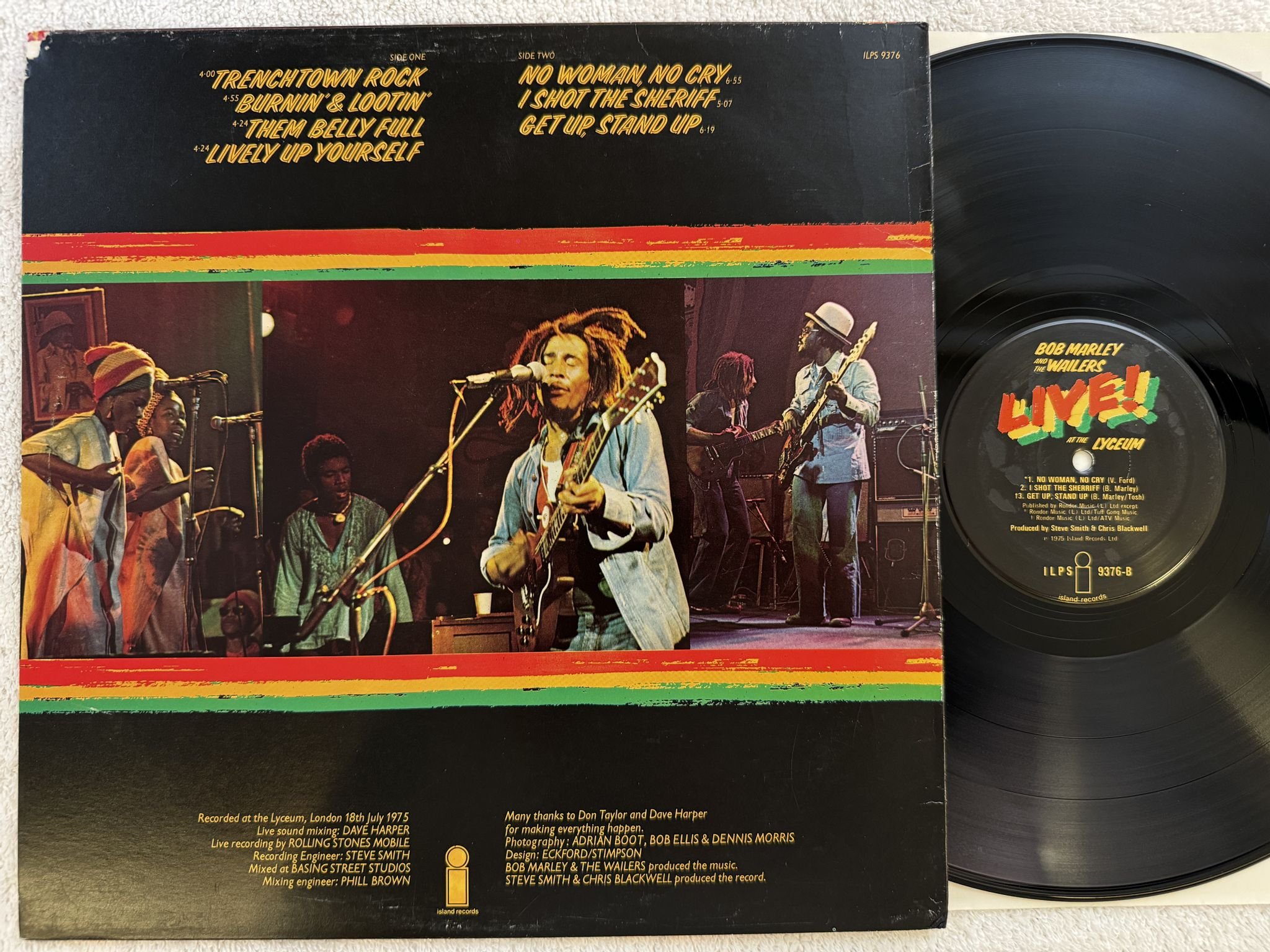 Omslagsbild för skivan BOB MARLEY AND THE WAILERS live! LP -75 ISLAND ILPS 9376