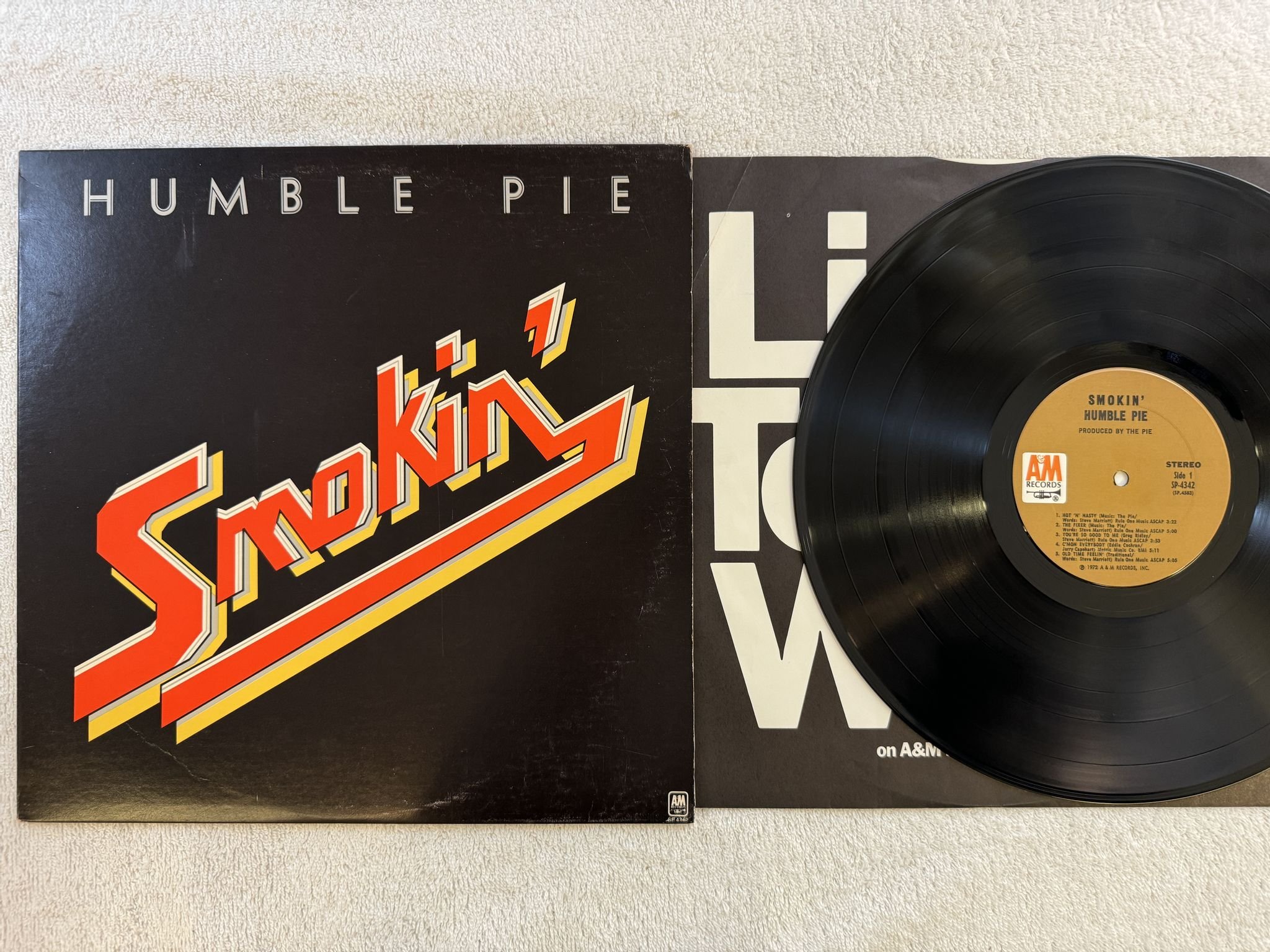 Omslagsbild för skivan HUMBLE PIE smokin LP -72 US A&M SP 4342