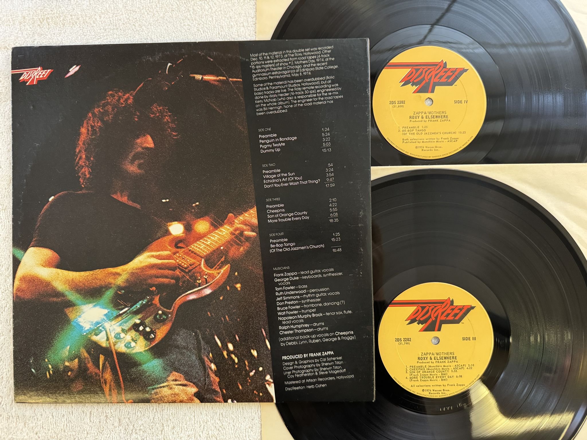 Omslagsbild för skivan ZAPPA / MOTHERS Roxy & elsewhere 2xLP -74 US DISCREET 2DS 2202