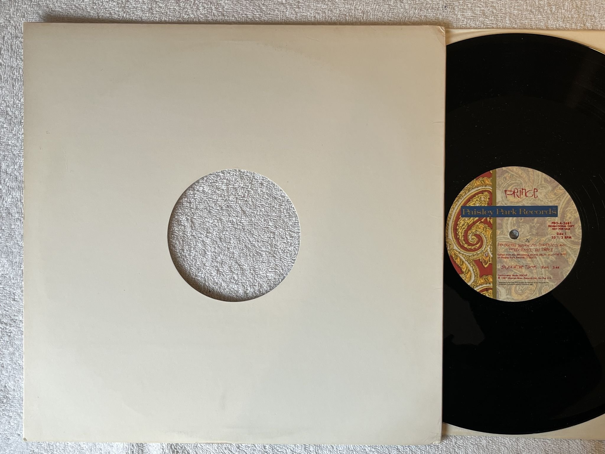 Omslagsbild för skivan PRINCE sign o the times 12"Single -87 US PAISLEY PARK PRO-2687 *** PROMO ***
