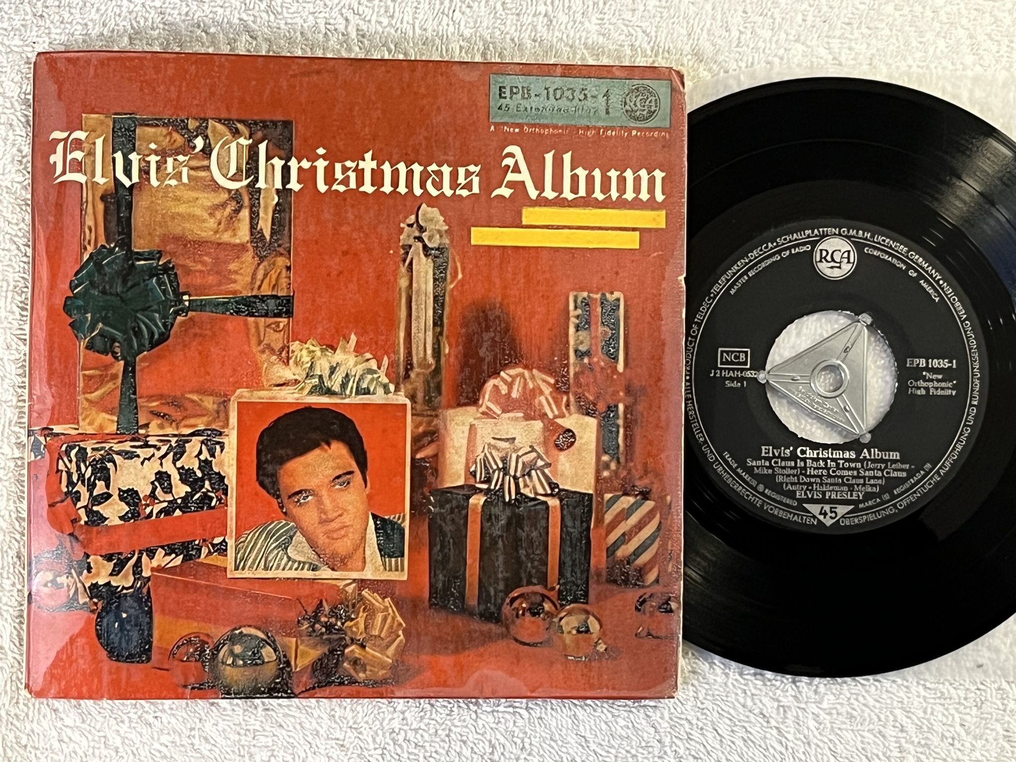 Omslagsbild för skivan ELVIS PRESLEY Elvis Christmas Album 7"ep -58 Ger NCB RCA EPB-1035-1