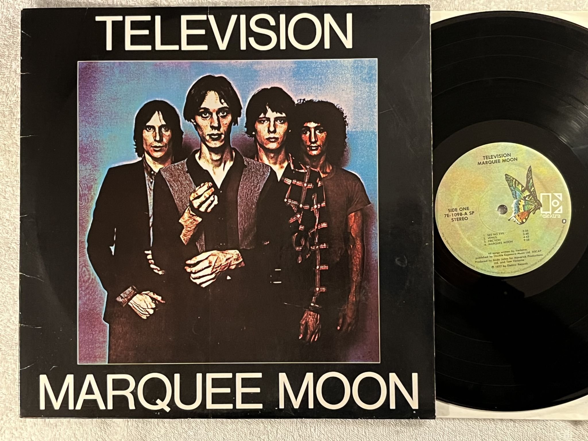 Omslagsbild för skivan TELEVISION Marquee Moon LP -77 US ELEKTRA 7E-1098 SP **** CLASSIC ****