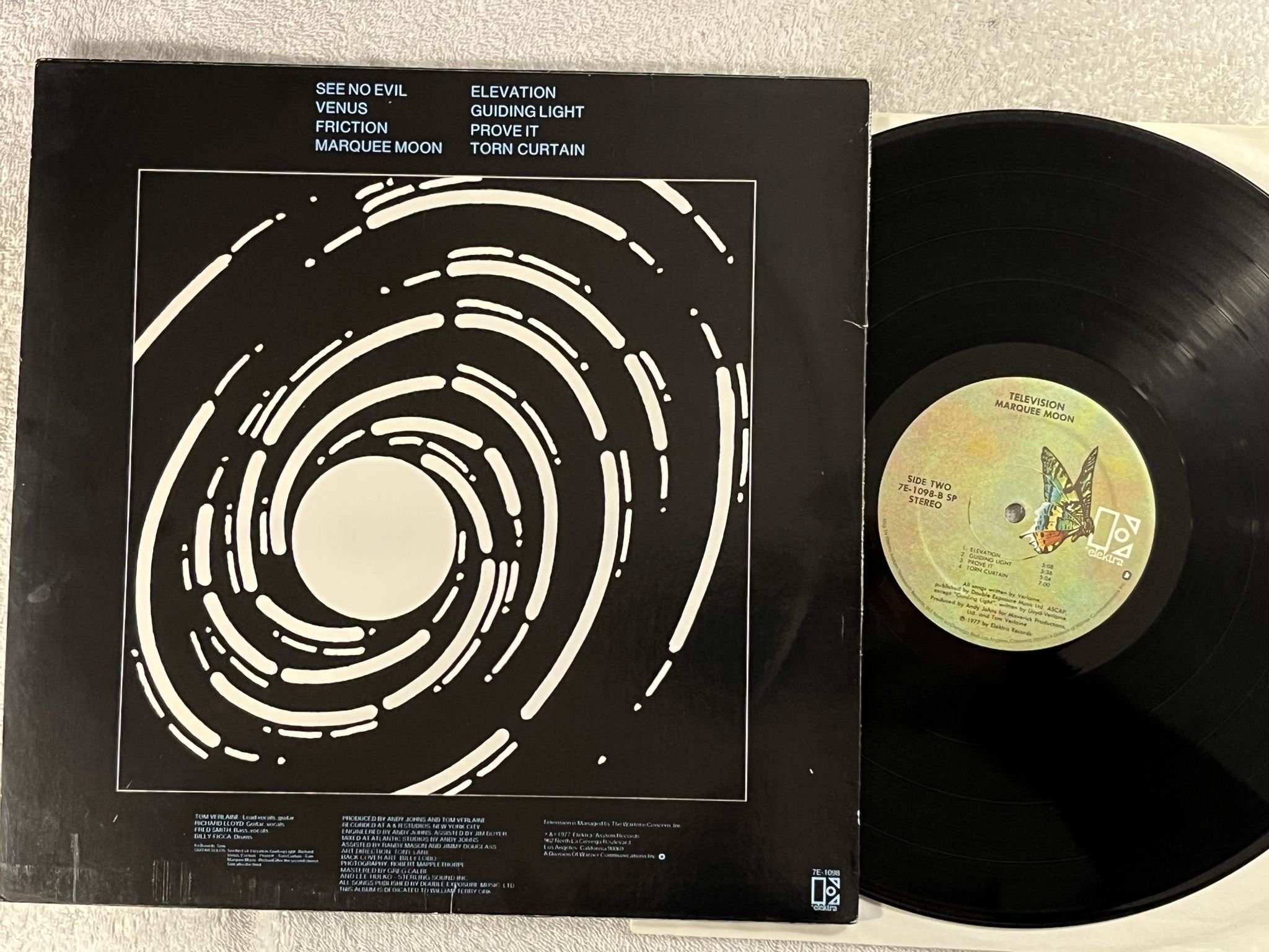 Omslagsbild för skivan TELEVISION Marquee Moon LP -77 US ELEKTRA 7E-1098 SP **** CLASSIC ****