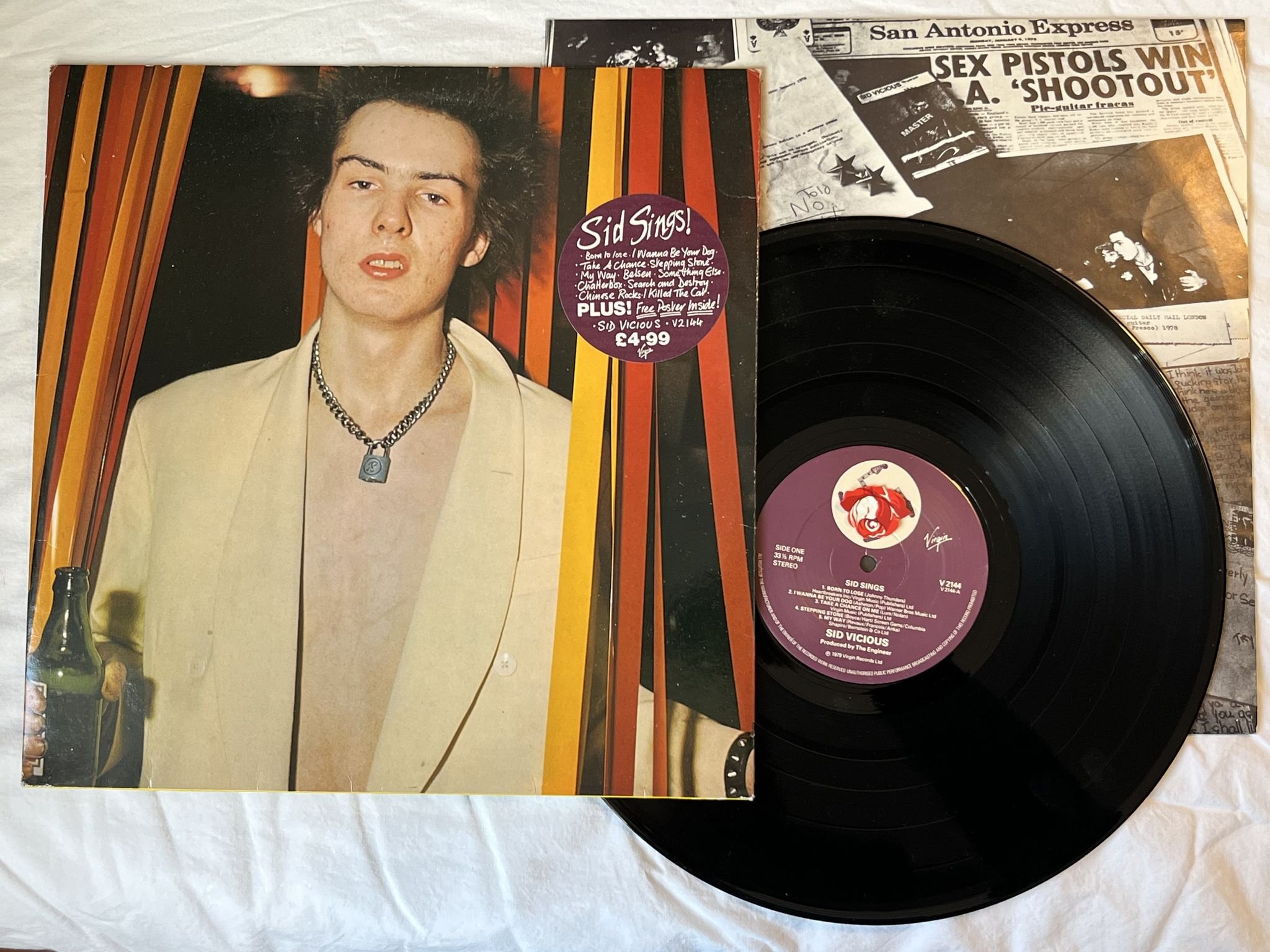 Omslagsbild för skivan SID VICIOUS Sid sings LP -79 UK VIRGIN V2144