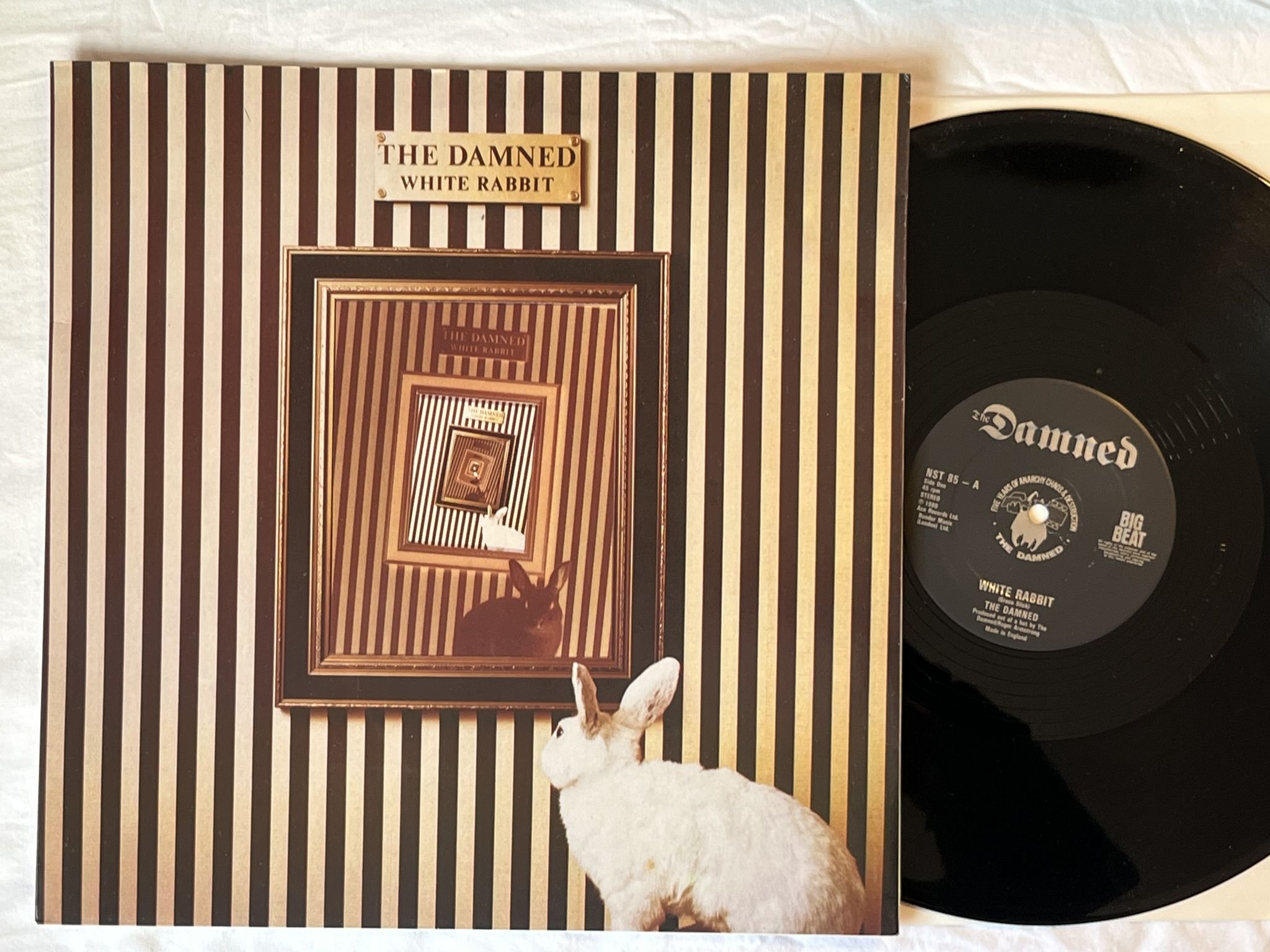 Omslagsbild för skivan THE DAMNED white rabbit 12" -83 UK BIG BEAT NST 85
