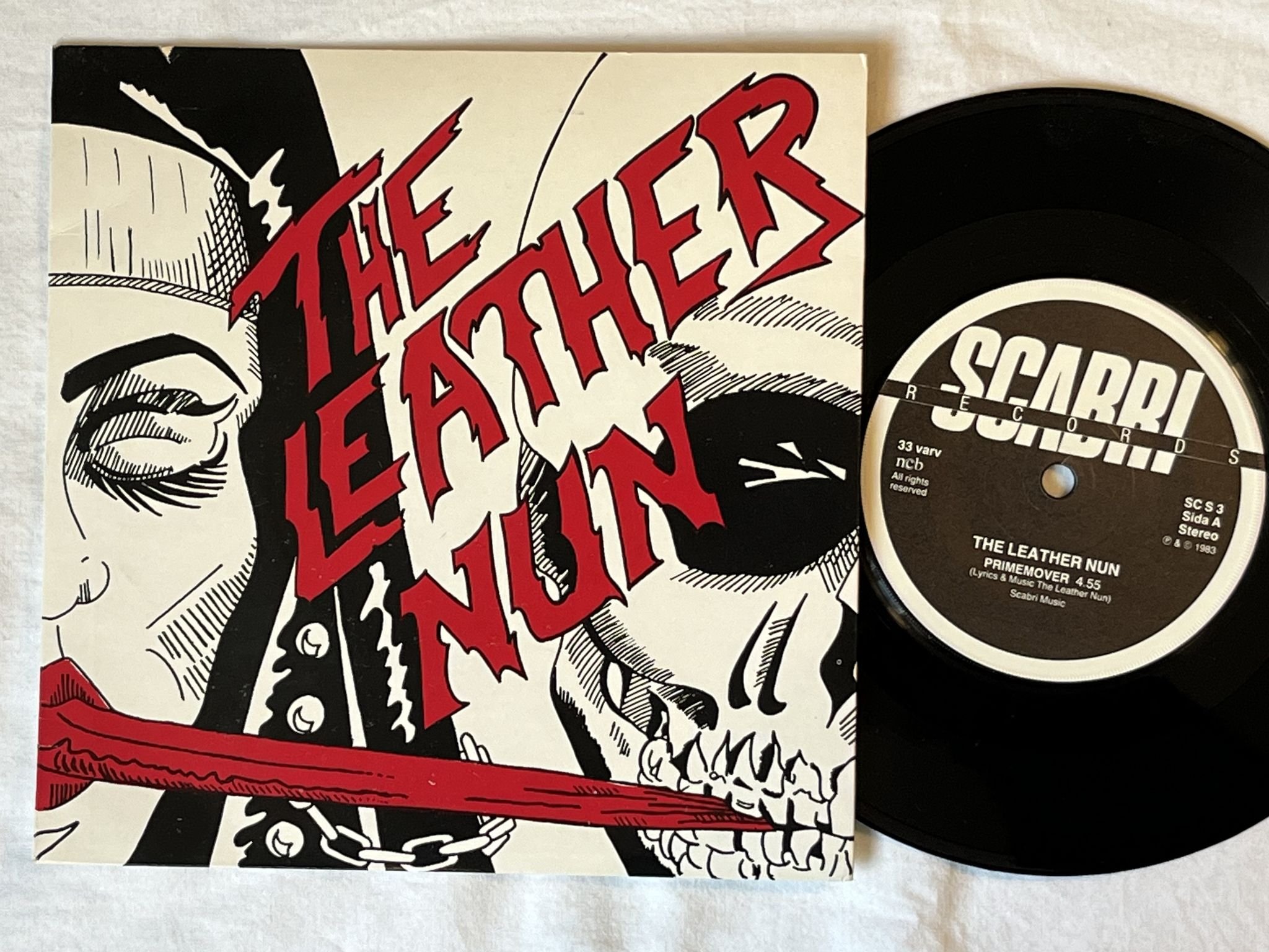 Omslagsbild för skivan THE LEATHER NUN prime mover 7" -83 Swe SCABRI SC S 3