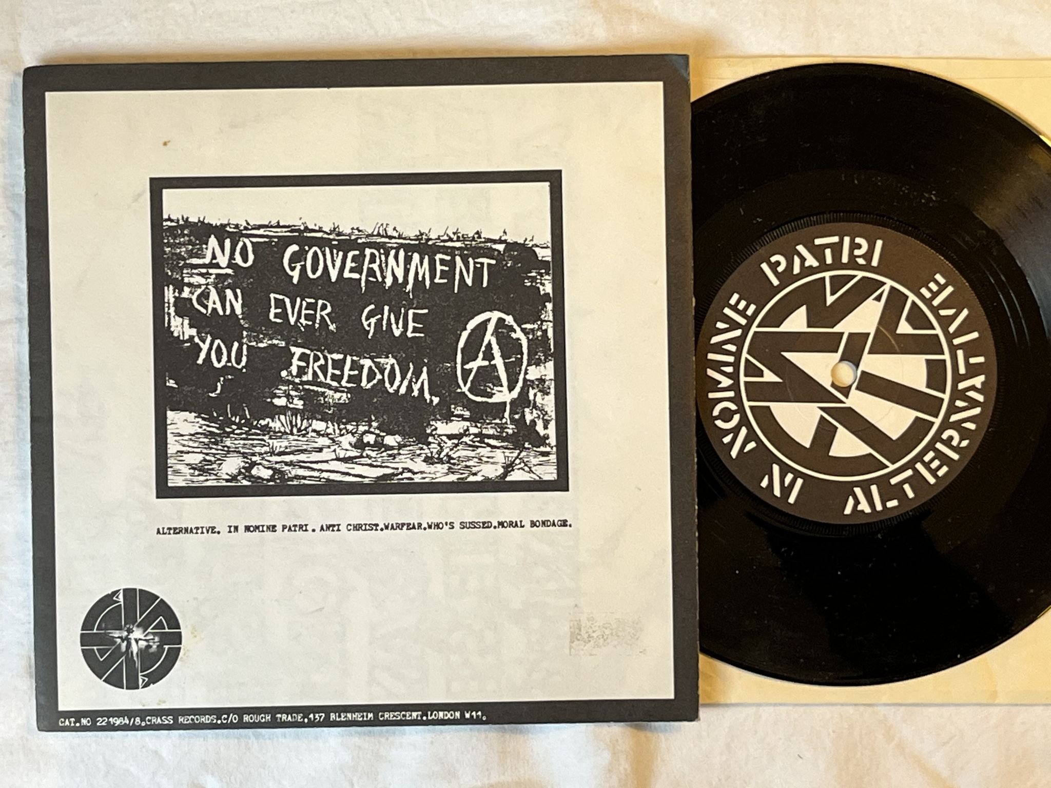 Omslagsbild för skivan ALTERNATIVE In Nomine Patri 7" -83 UK CRASS RECORDS 221984/8