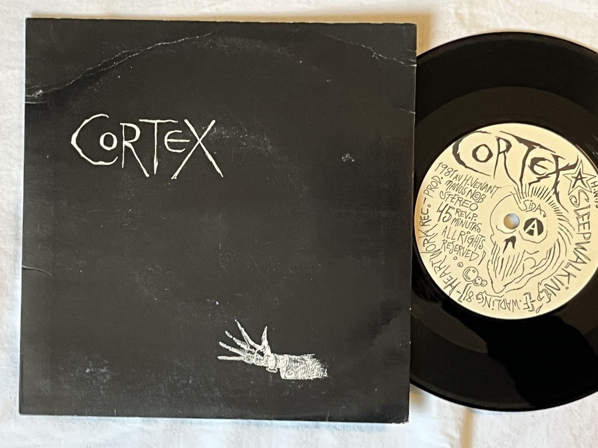 Omslagsbild för skivan CORTEX Sleepwalking 7" -81 Swe HEARTWORK HW 19 *** RARE ***