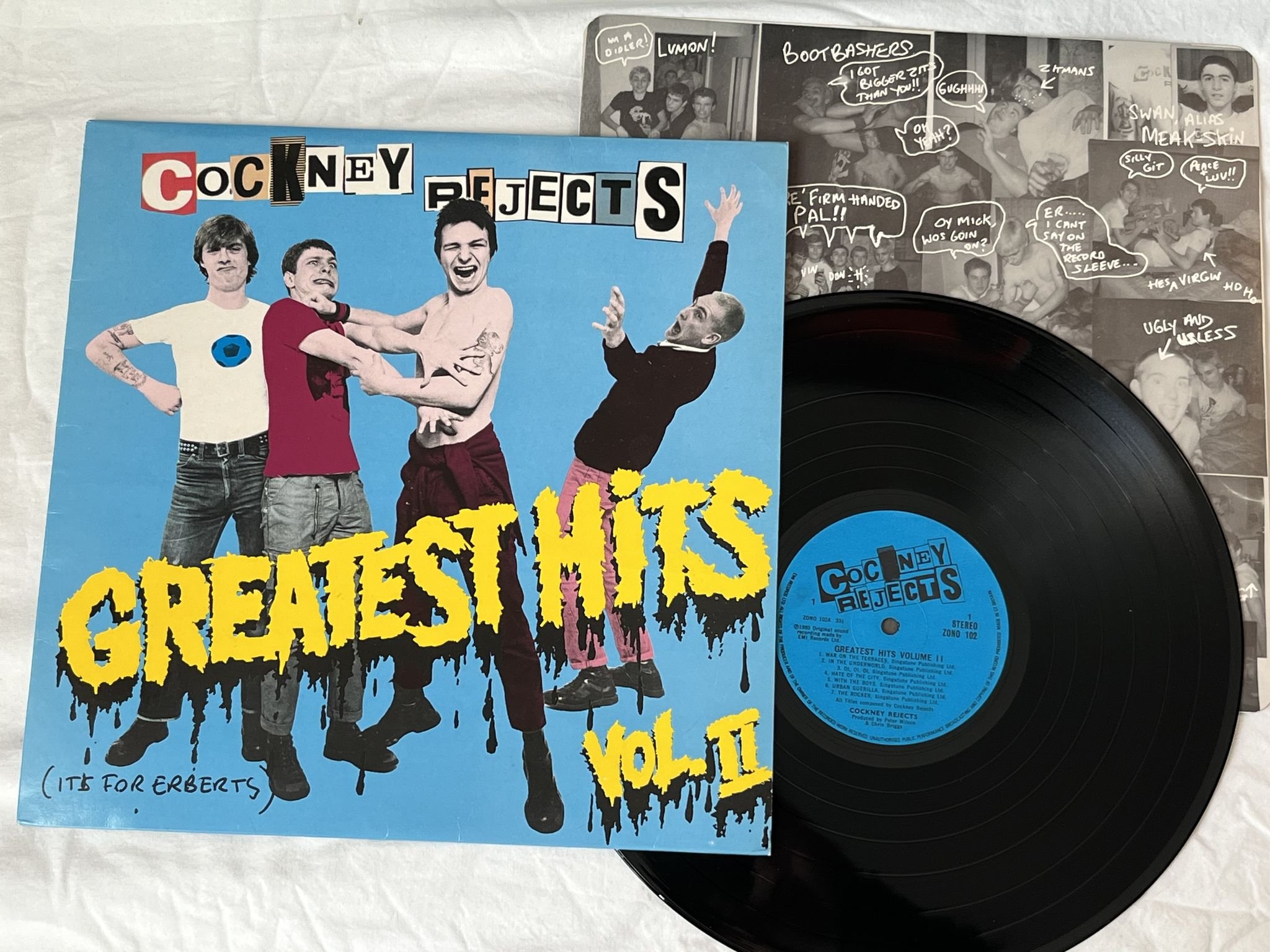 Omslagsbild för skivan COCKNEY REJECTS greatest hits LP -80 UK EMI ZONO 102