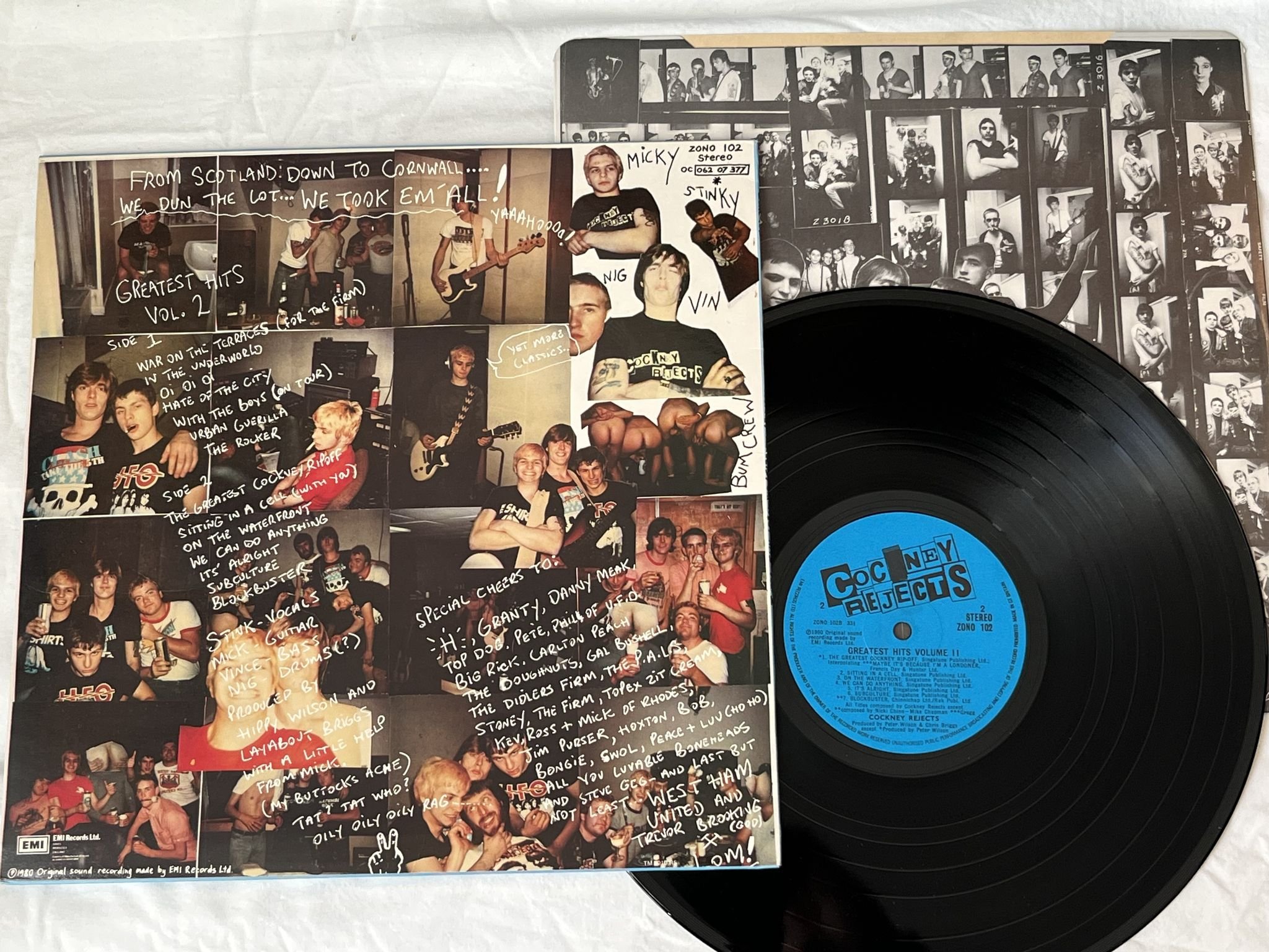 Omslagsbild för skivan COCKNEY REJECTS greatest hits LP -80 UK EMI ZONO 102