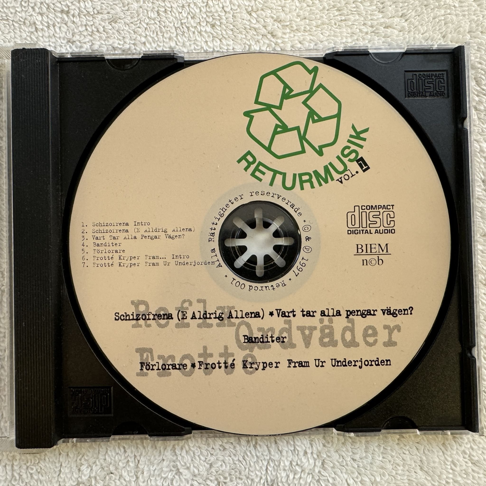 Omslagsbild för skivan Various ?– Returmusik Vol. 1 CD 1997 RETUR CD 001 SWERAP