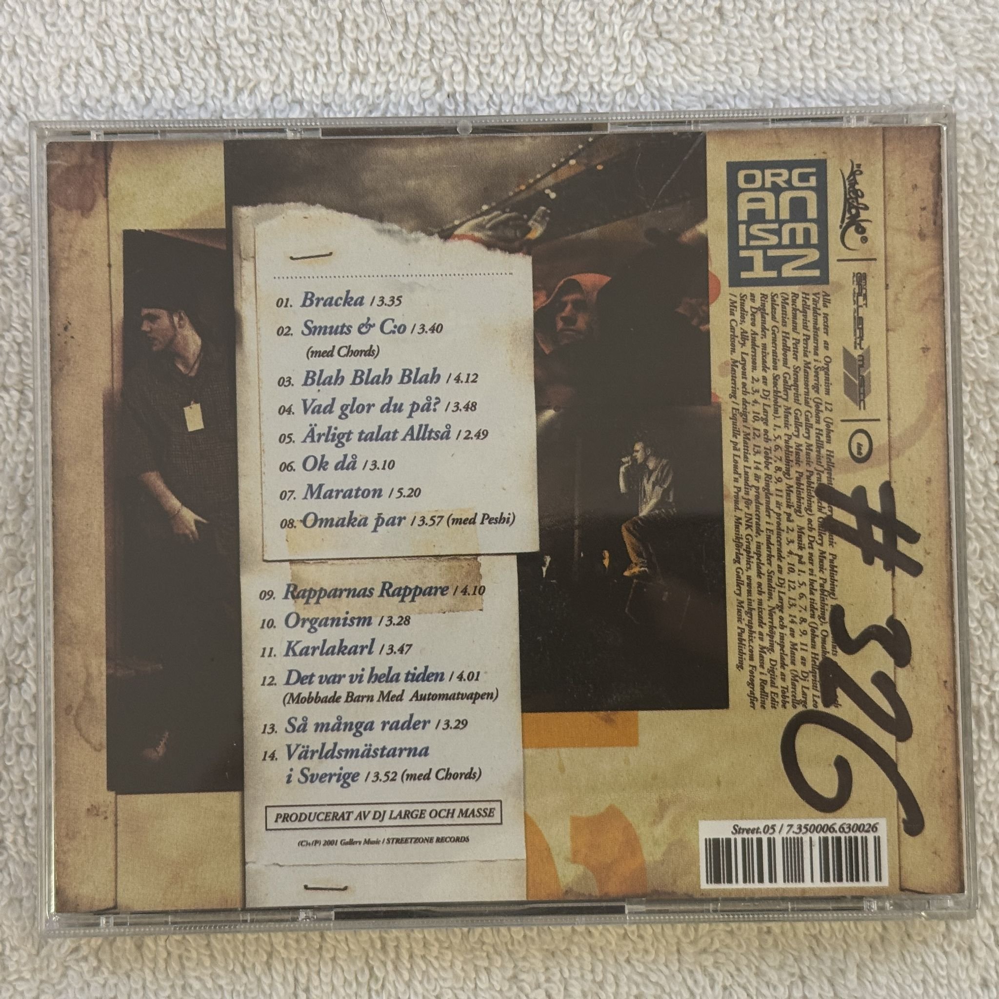 Omslagsbild för skivan Organism 12 – Bakom Kulisserna CD 2001 Streetzone Records – STREET05 SWERAP