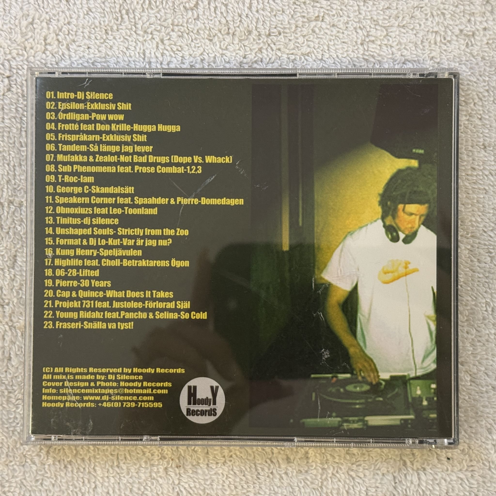 Omslagsbild för skivan DJ SILENCE rimslakt CD 2002 HOODY HREC001 SWERAP