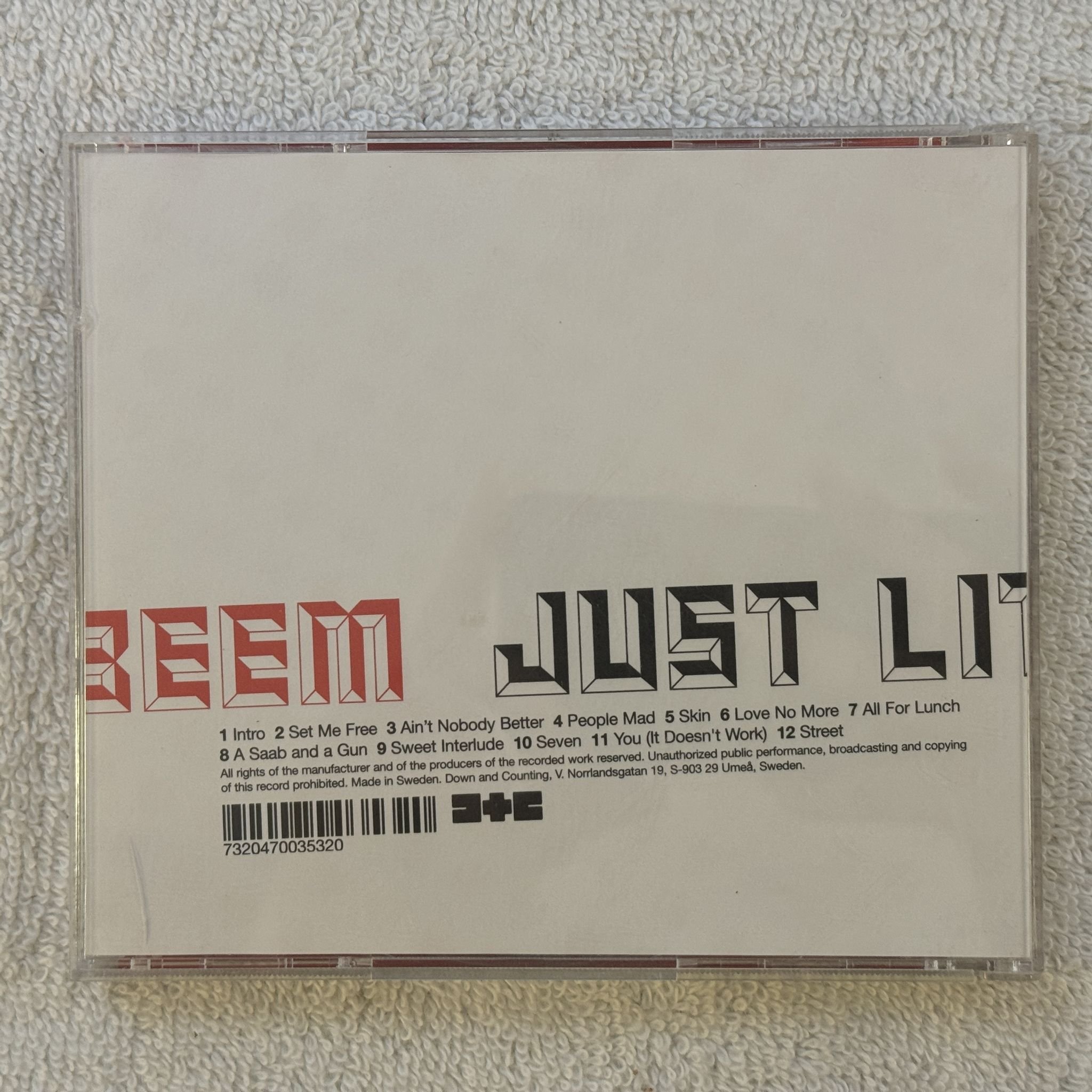 Omslagsbild för skivan Beem – Just lit CD 2002 Down and Counting – dncd01 SWERAP
