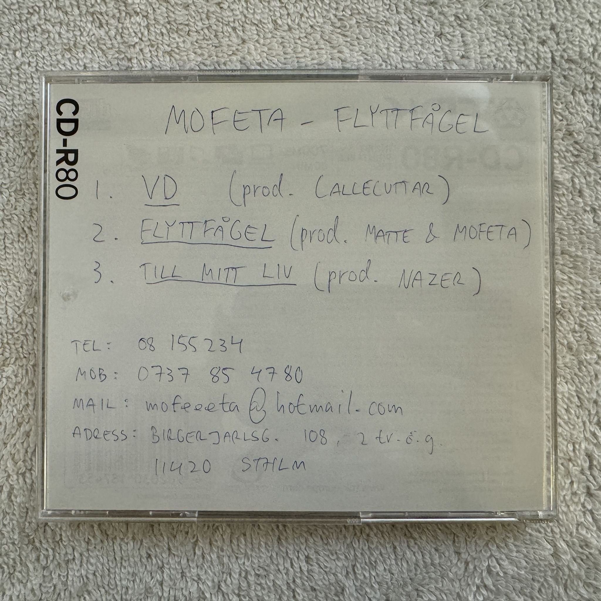 Omslagsbild för skivan MOFETA flyttfågel CD 2004 demo SWERAP