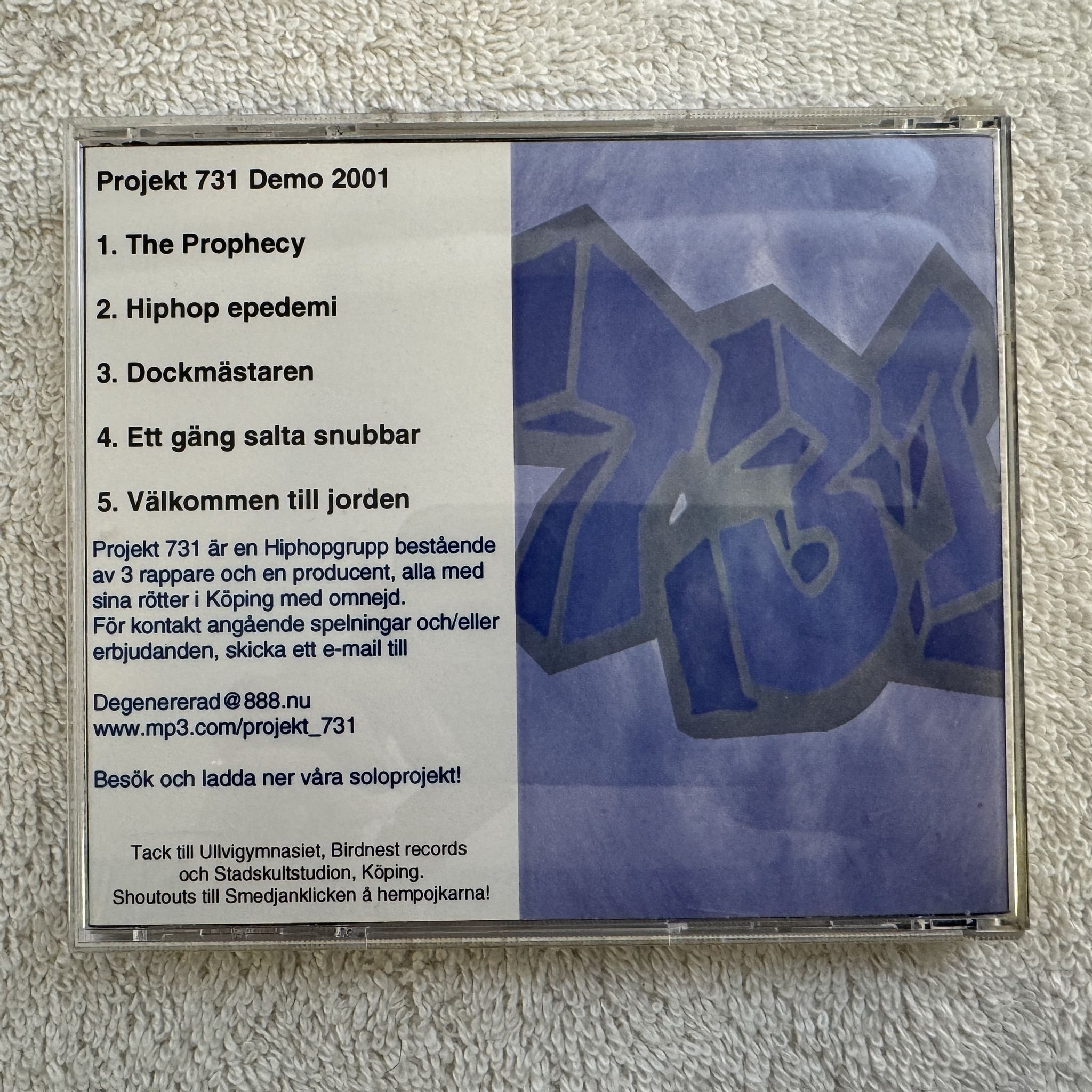 Omslagsbild för skivan PROJEKT 731 demo 2001 CD SWERAP