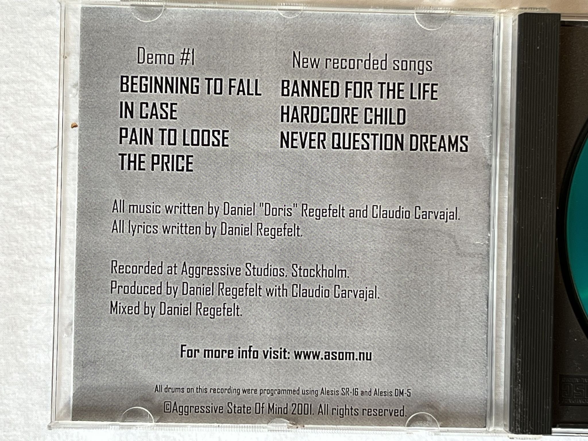 Omslagsbild för skivan AGGRESSIVE STATE OF MIND Demo 2001 CD SWERAP