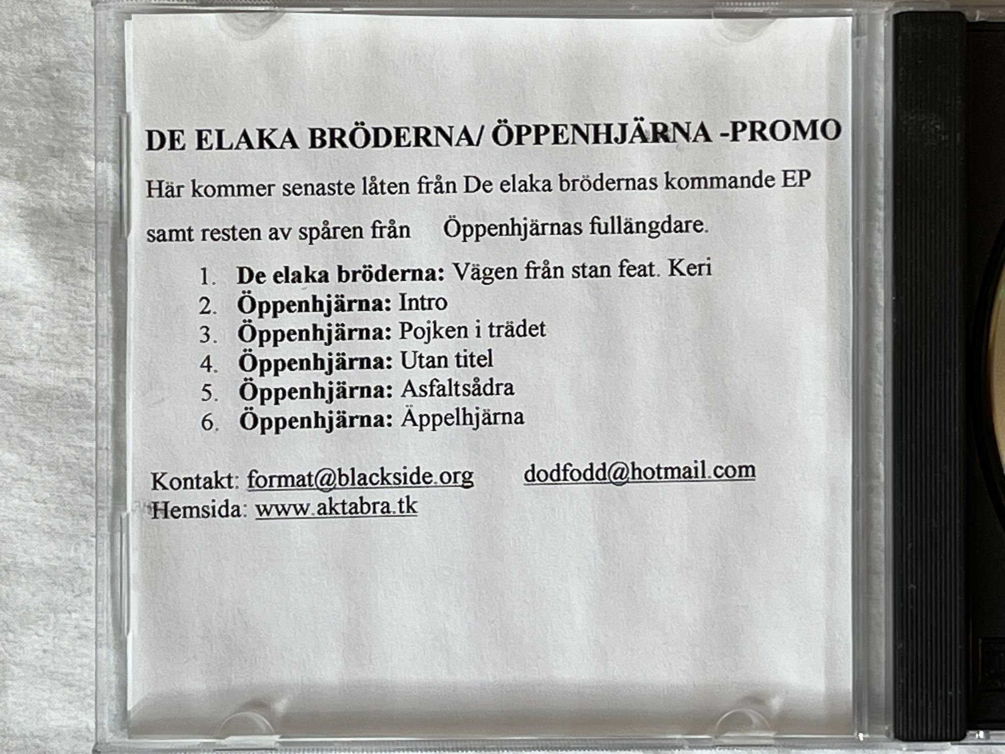 Omslagsbild för skivan DE ELAKA BRÖDERNA / ÖPPENHJÄRTA CD 200? promo? SWERAP