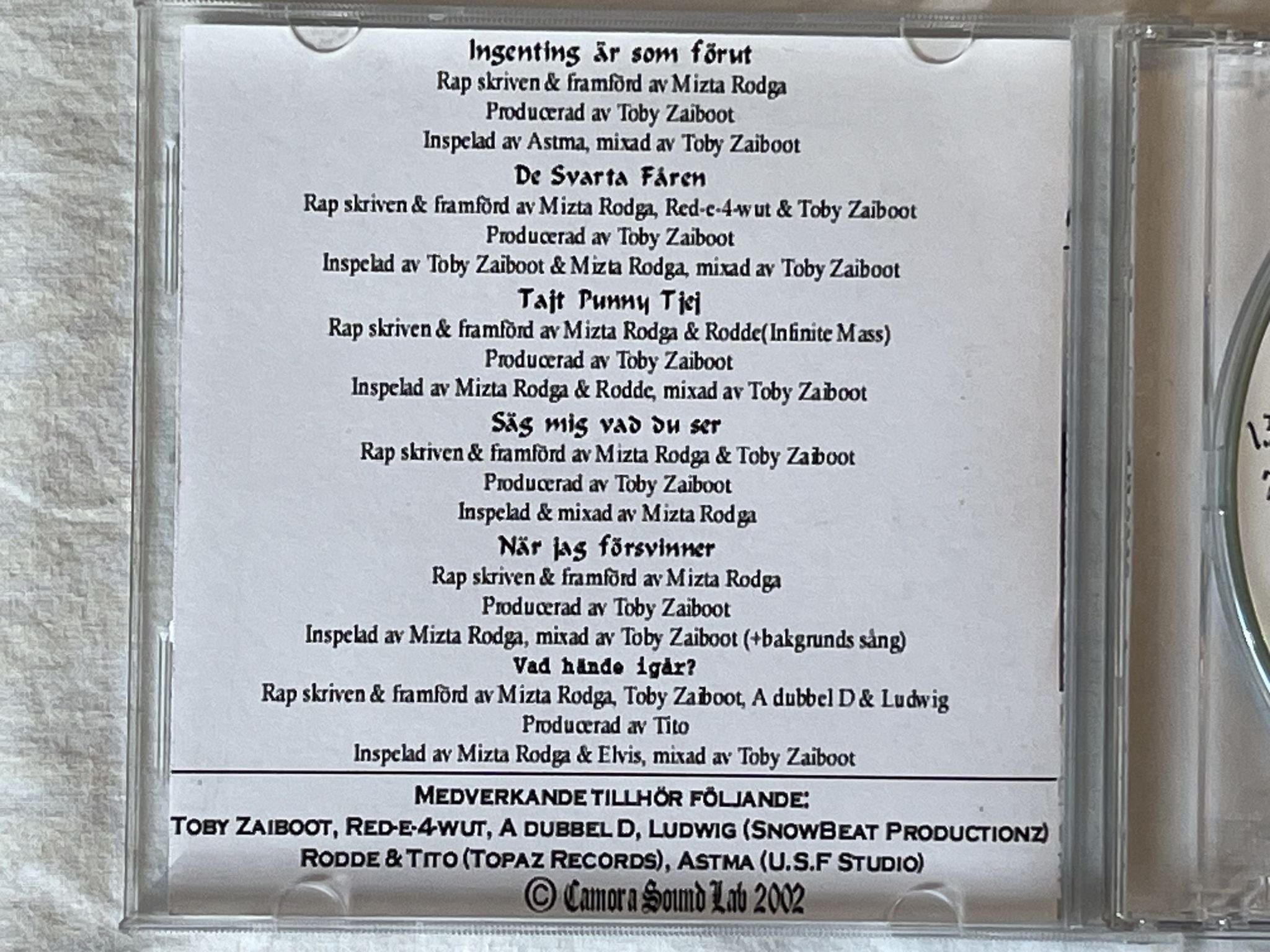 Omslagsbild för skivan MIZTA RODGA i gryningen ep CD 2002 SWERAP