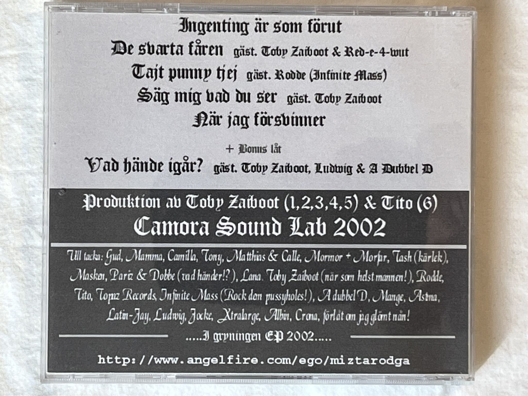 Omslagsbild för skivan MIZTA RODGA i gryningen ep CD 2002 SWERAP