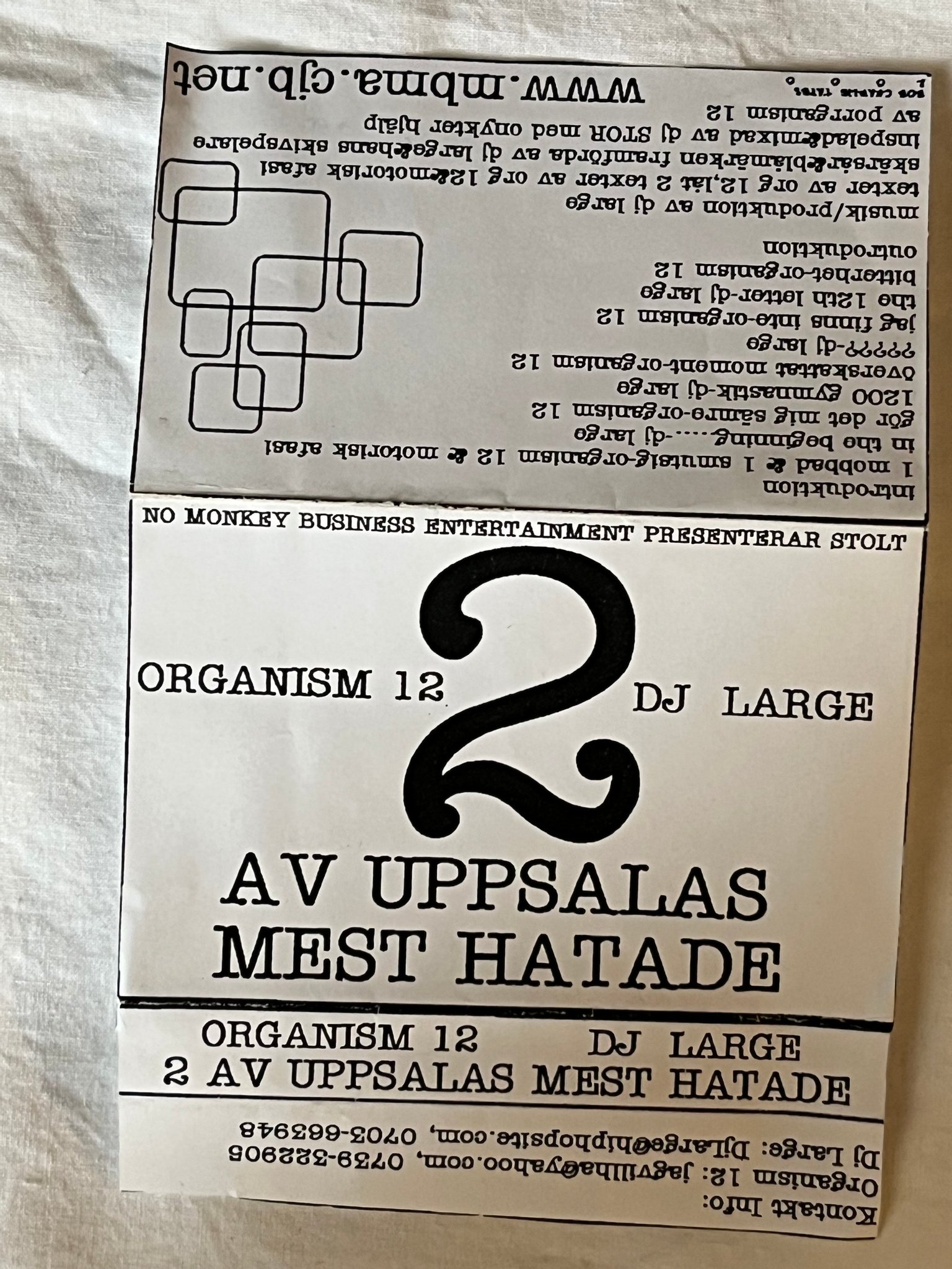 Omslagsbild för skivan Organism 12 & DJ Large 2 Av Uppsalas Mest Hatade CASSETTE 2000 BOB CHARLIE TAPES