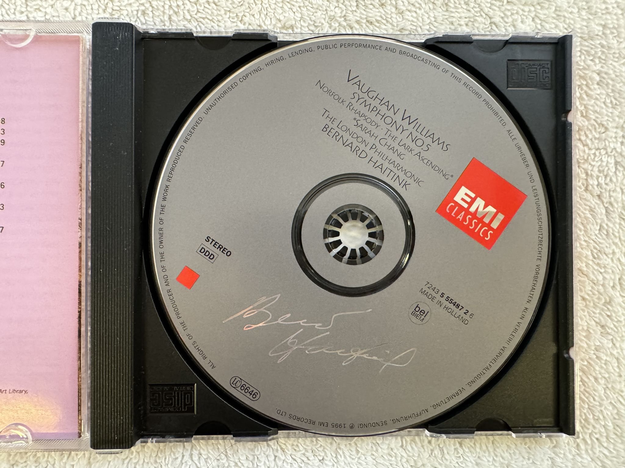 Omslagsbild för skivan SARAH CHANG / HAITINK Symphonys No 5 CD -95 HMV 7243 5 55487 2 6 *** SIGNED ***