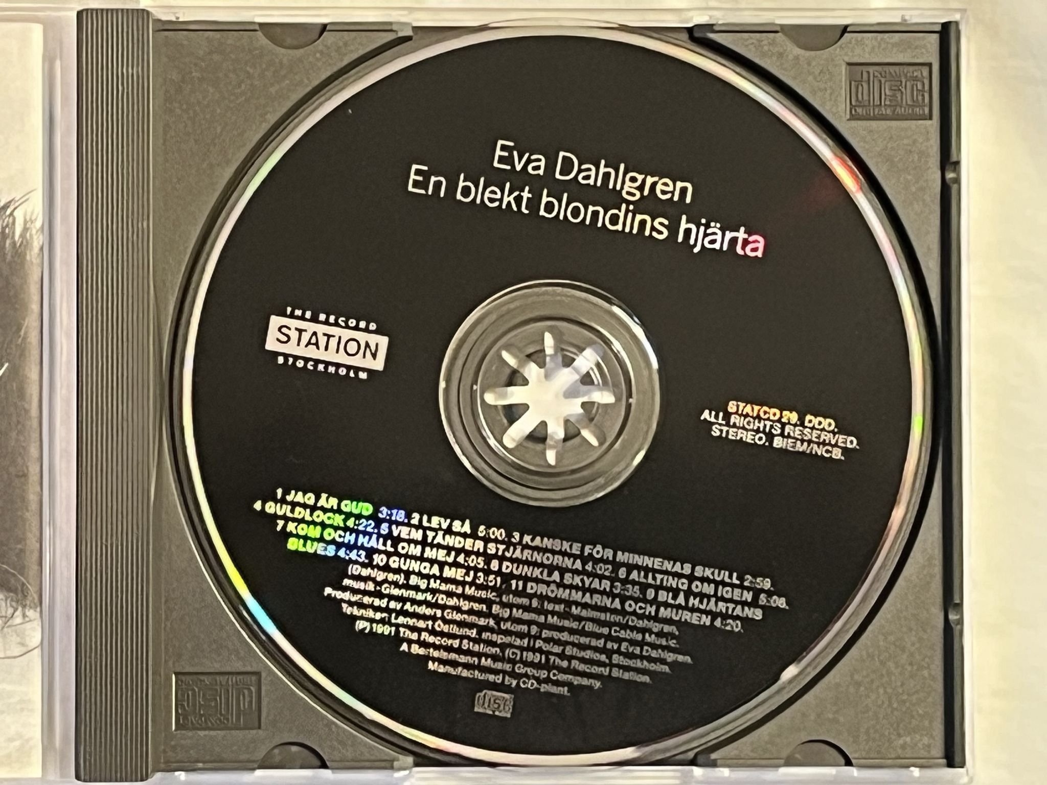 Omslagsbild för skivan EVA DAHLGREN en blekt blondins hjärta CD -91 THE RECORD STATION ** SIGNED **