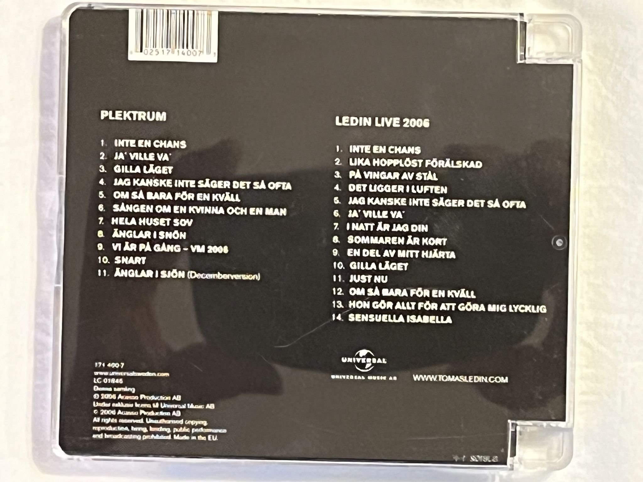 Omslagsbild för skivan THOMAS LEDIN Plektrum 2xCD 2006 UNIVERSAL 171 400-7 ** SIGNED ***