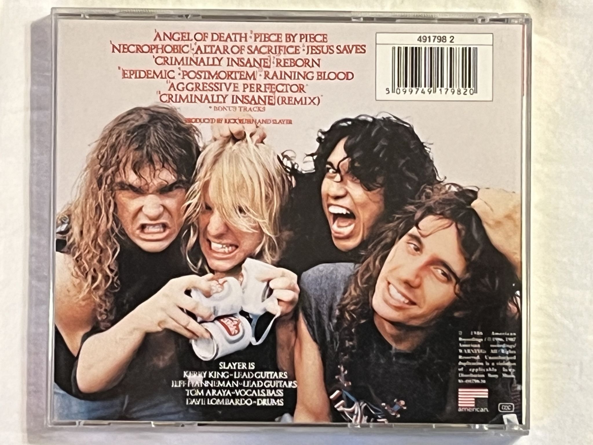 Omslagsbild för skivan SLAYER reign in blood ( no cd only cover ) *** SIGNED by 3 ***