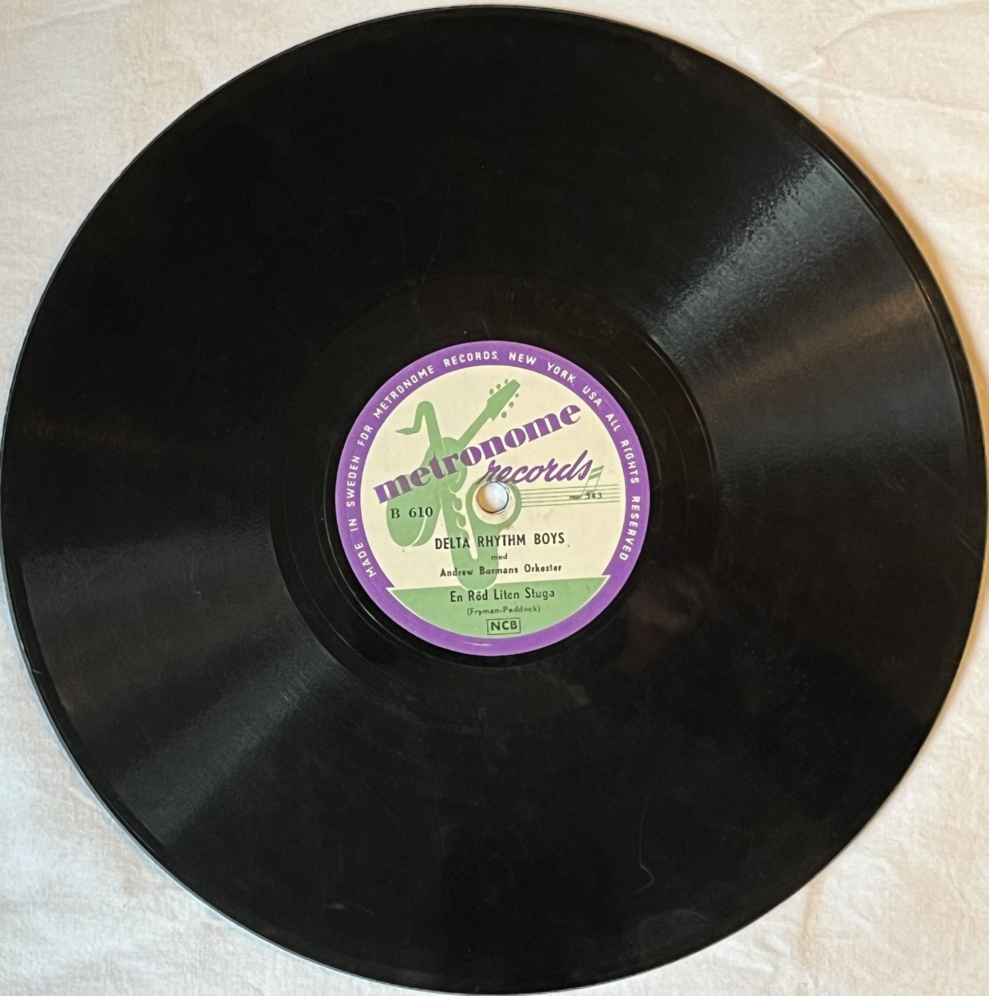 Omslagsbild för skivan DELTA RHYTHM BOYS Flottarkärlek 10" 78. RPM METRONOME B 610 ** FULLY SIGNED **