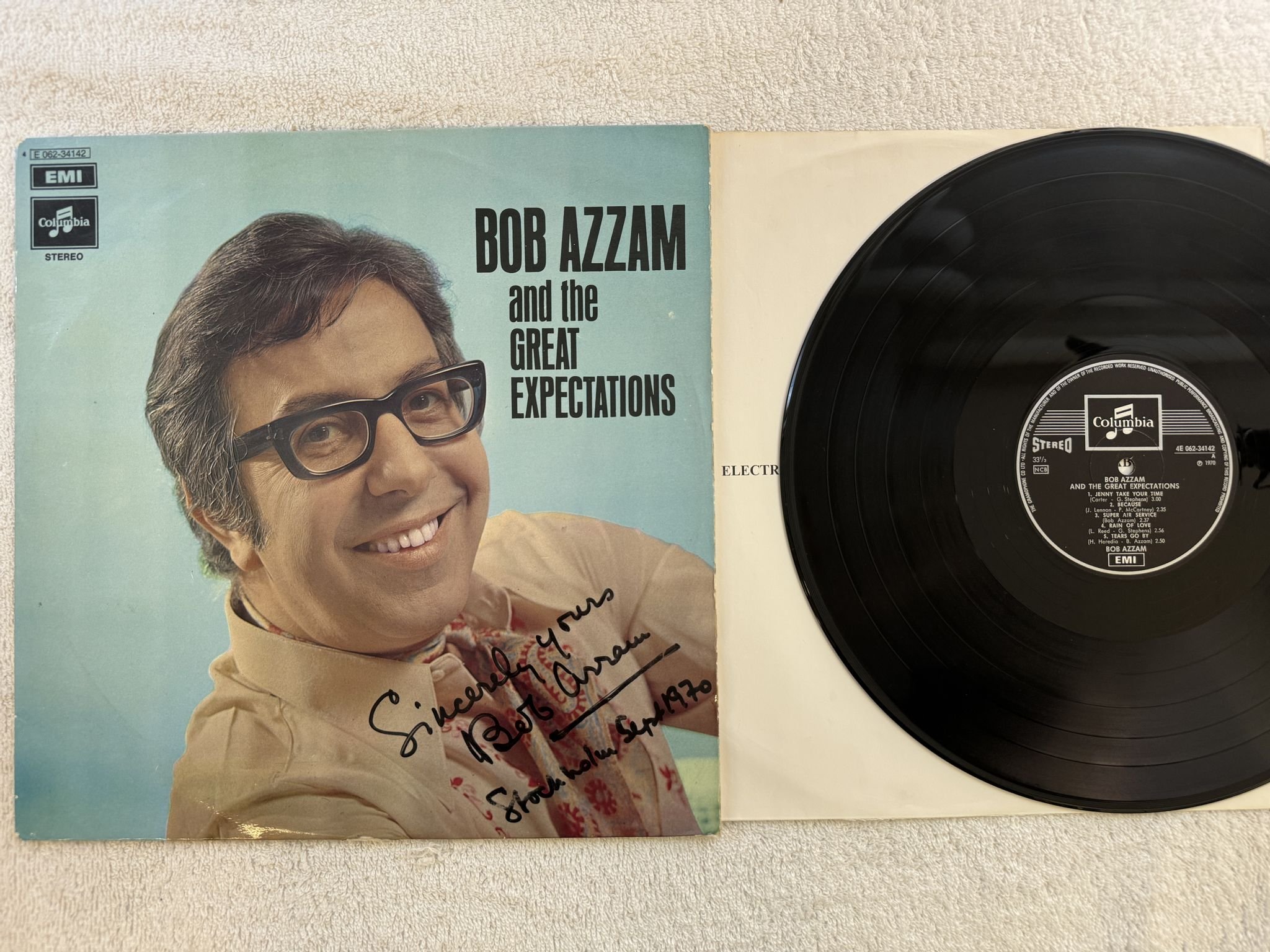 Omslagsbild för skivan BOB AZZAM & The Greatest Expectations - s/t LP -70 Swe COLUMBIA *** Signed ***