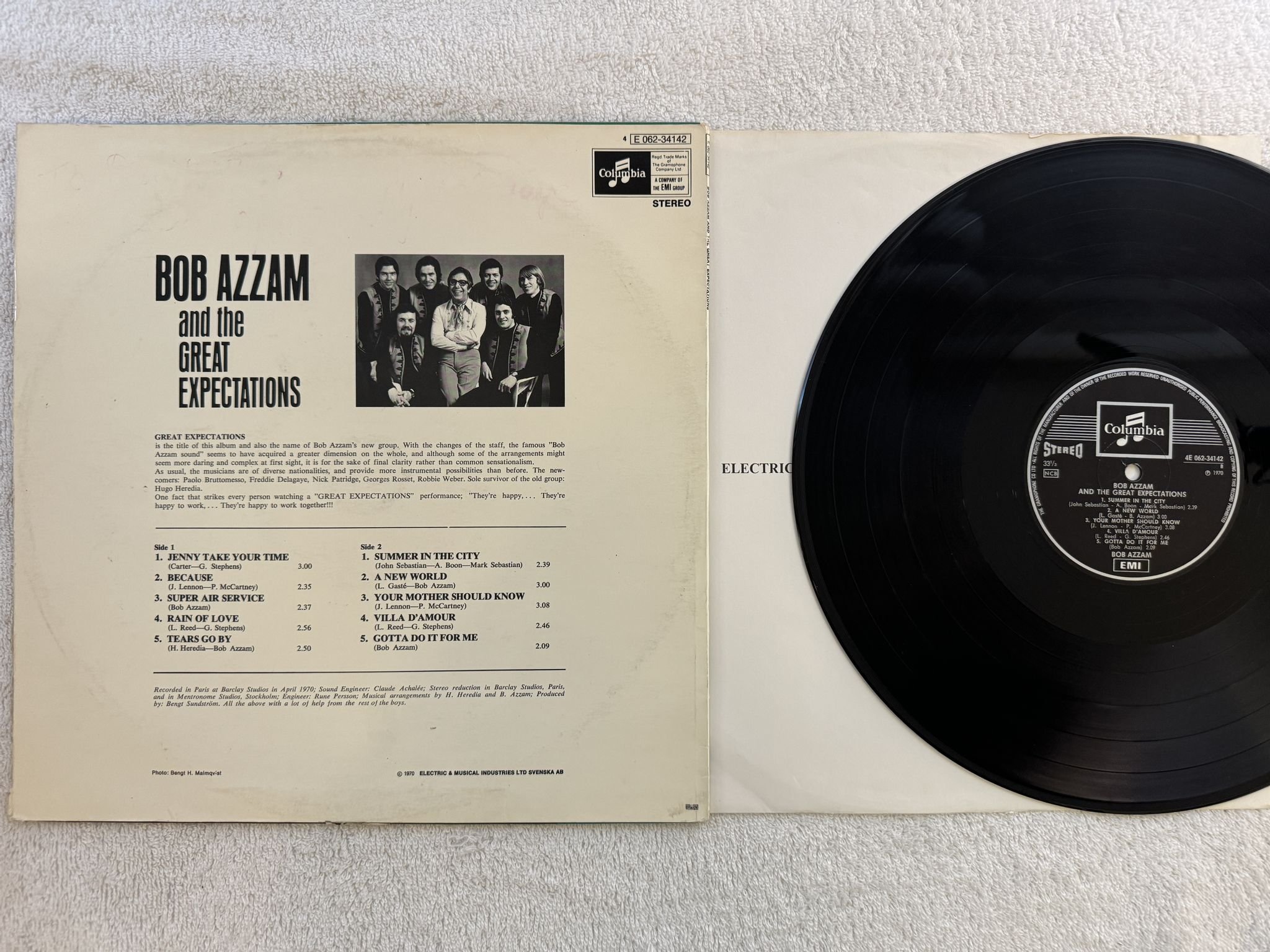 Omslagsbild för skivan BOB AZZAM & The Greatest Expectations - s/t LP -70 Swe COLUMBIA *** Signed ***