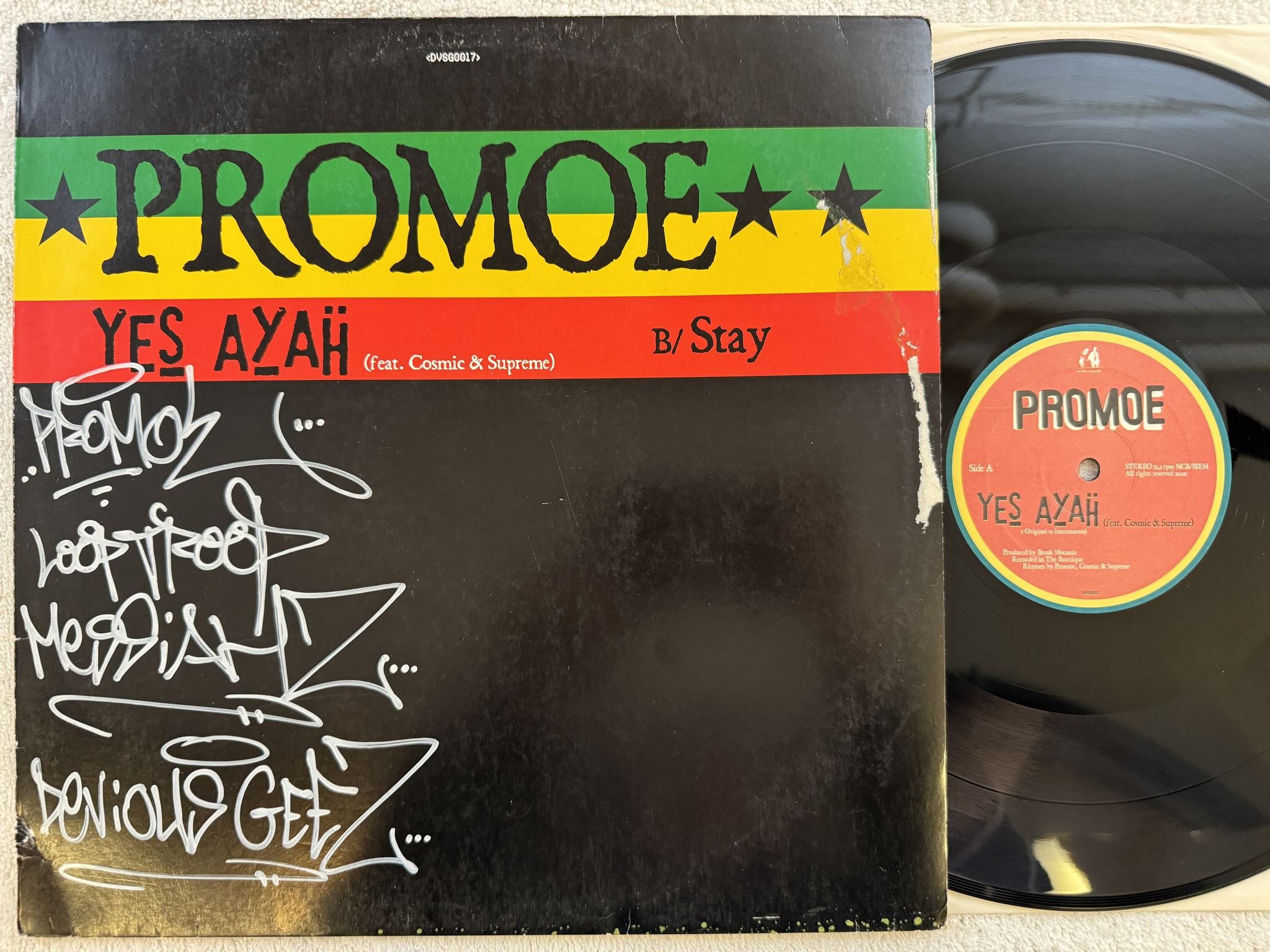 Omslagsbild för skivan PROMOE yes ayah 12" 2001 David Vs. Goliath – DVSG0017 *** Signed ***