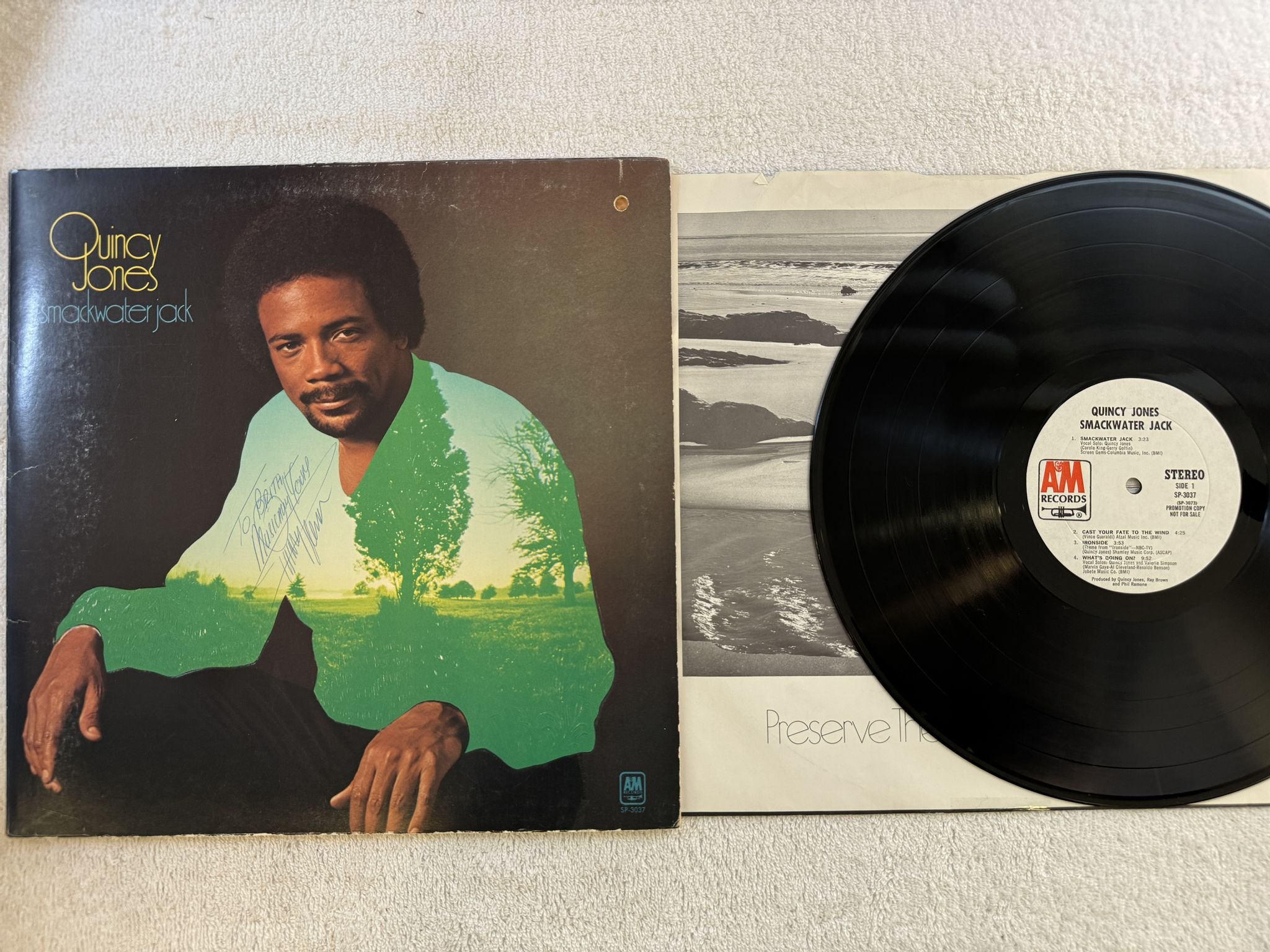 Omslagsbild för skivan QUINCY JONES smackwater jack LP -71 US A&M SP-3037 promo *** Signed ***