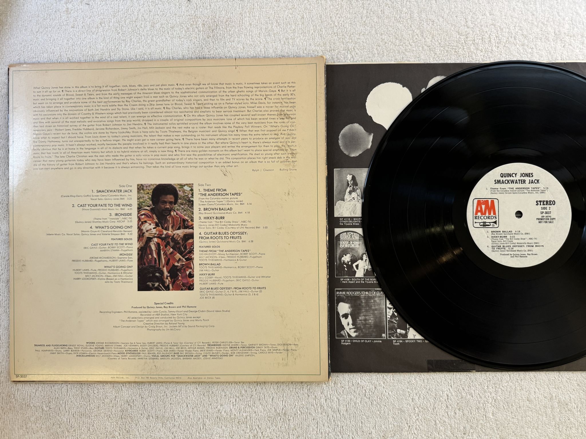 Omslagsbild för skivan QUINCY JONES smackwater jack LP -71 US A&M SP-3037 promo *** Signed ***