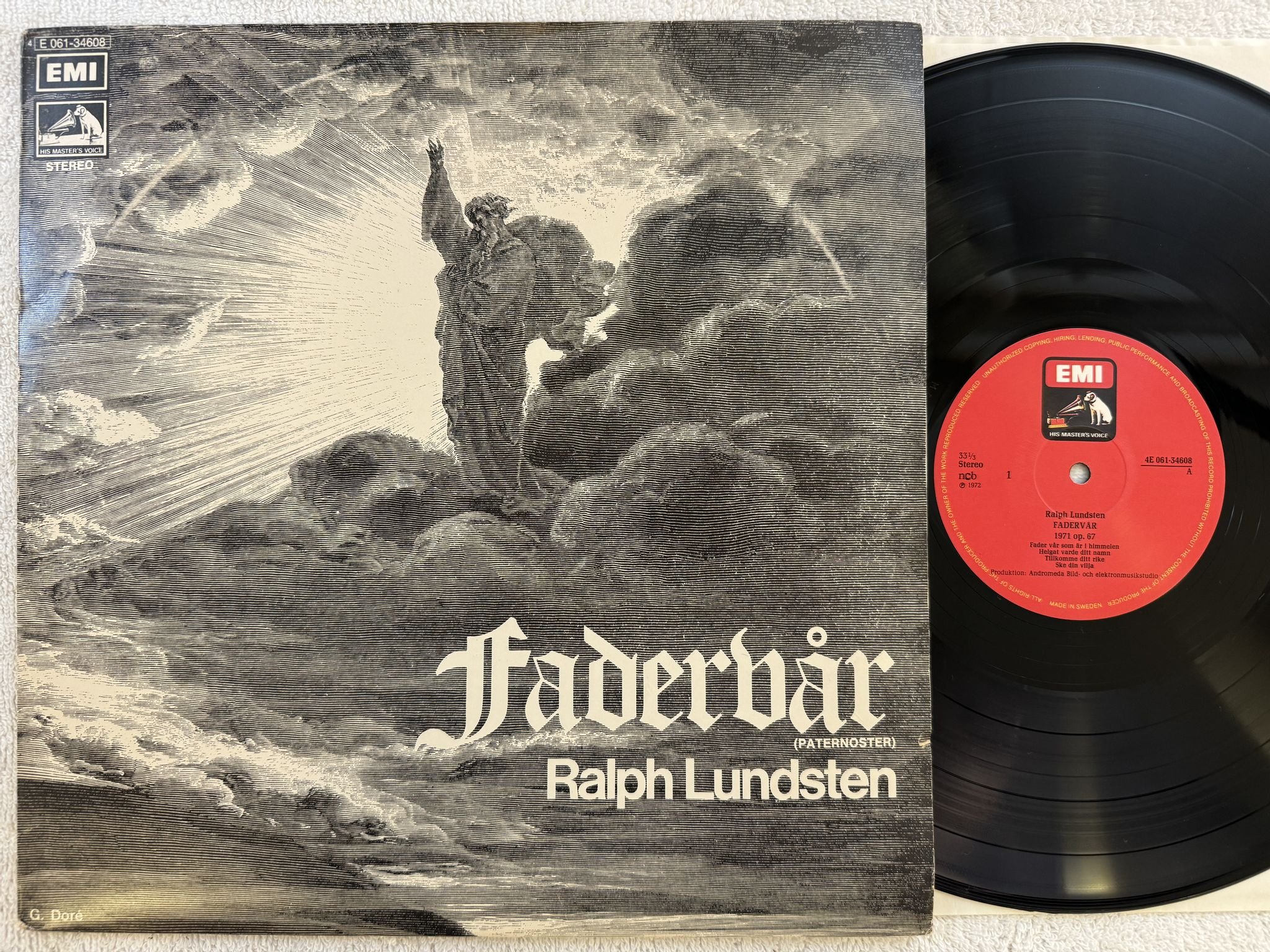 Omslagsbild för skivan RALPH LUNDSTEN fadervår LP re HMV 4E 061-34608 *** Signed ***
