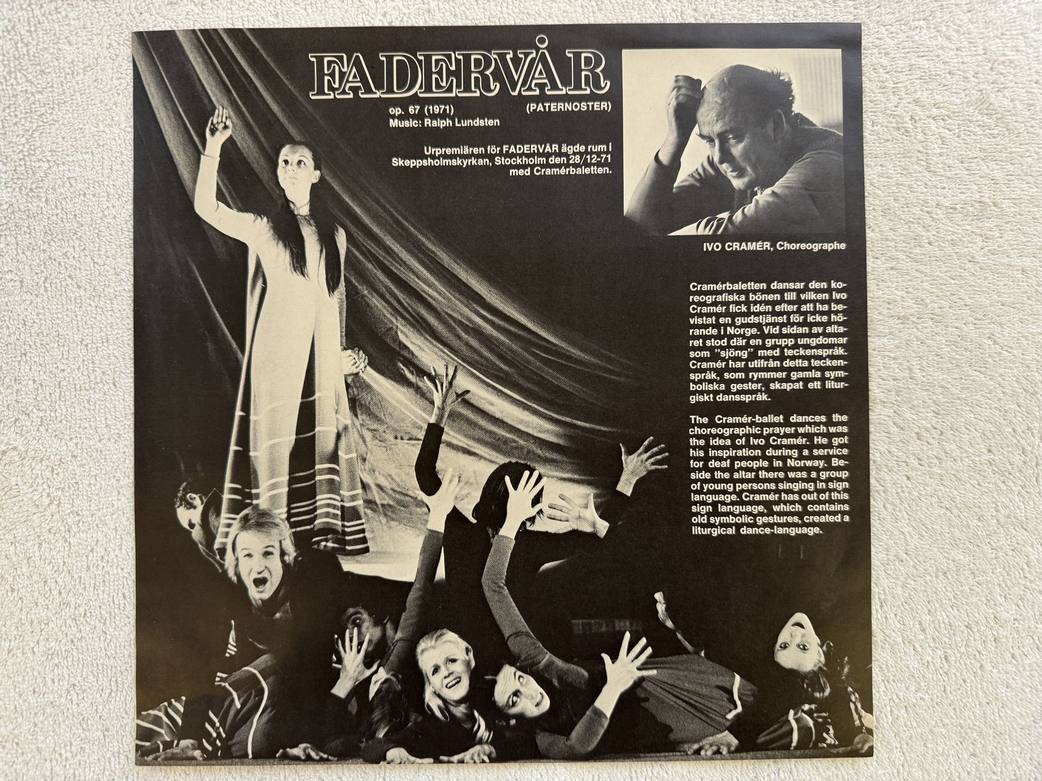 Omslagsbild för skivan RALPH LUNDSTEN fadervår LP re HMV 4E 061-34608 *** Signed ***