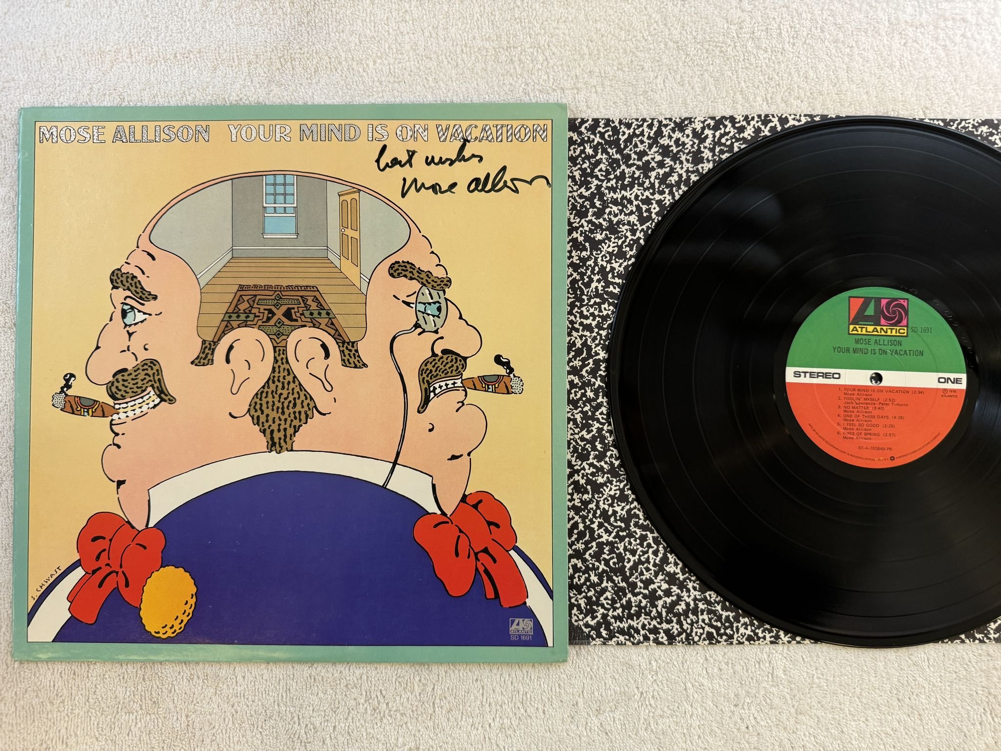 Omslagsbild för skivan MOSE ALLISON your mind is on vacation LP -76 US ATLANTIC SD 1691 *** Signed ***
