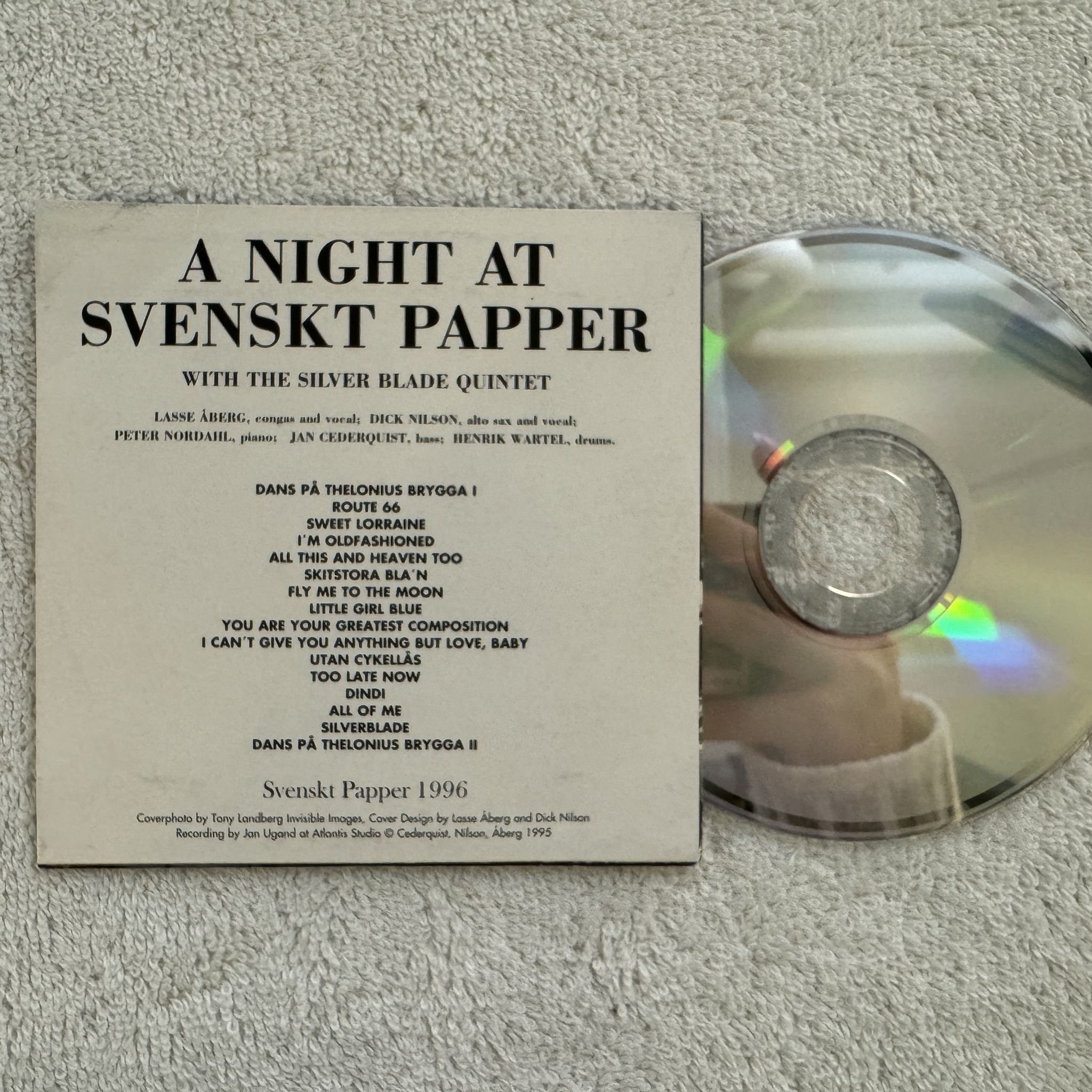 Omslagsbild för skivan THE SILVER BLADE QUINTET A Night At Svenskt Papper -95 CD promo *** Signed ***