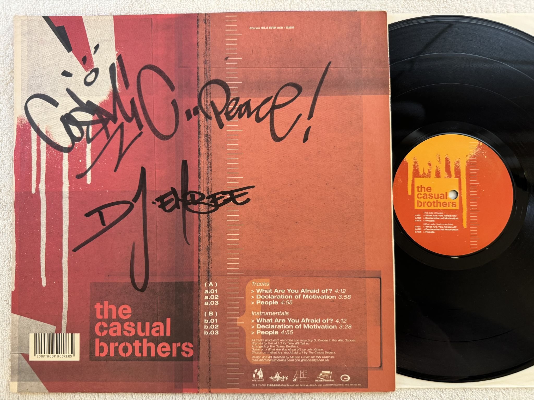 Omslagsbild för skivan The Casual Brothers Starring DJ Embee & Cos.M.I.C 12" DVSG.0016 *** SIGNED ***