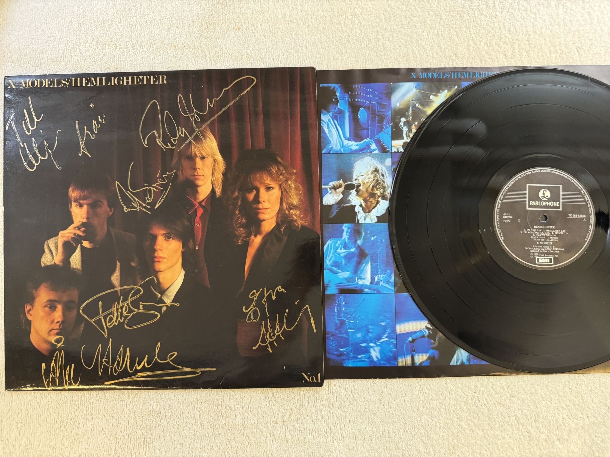 Omslagsbild för skivan X MODELS hemligheter LP -81 PARLOPHONE 7C 062-35898 *** SIGNED ***