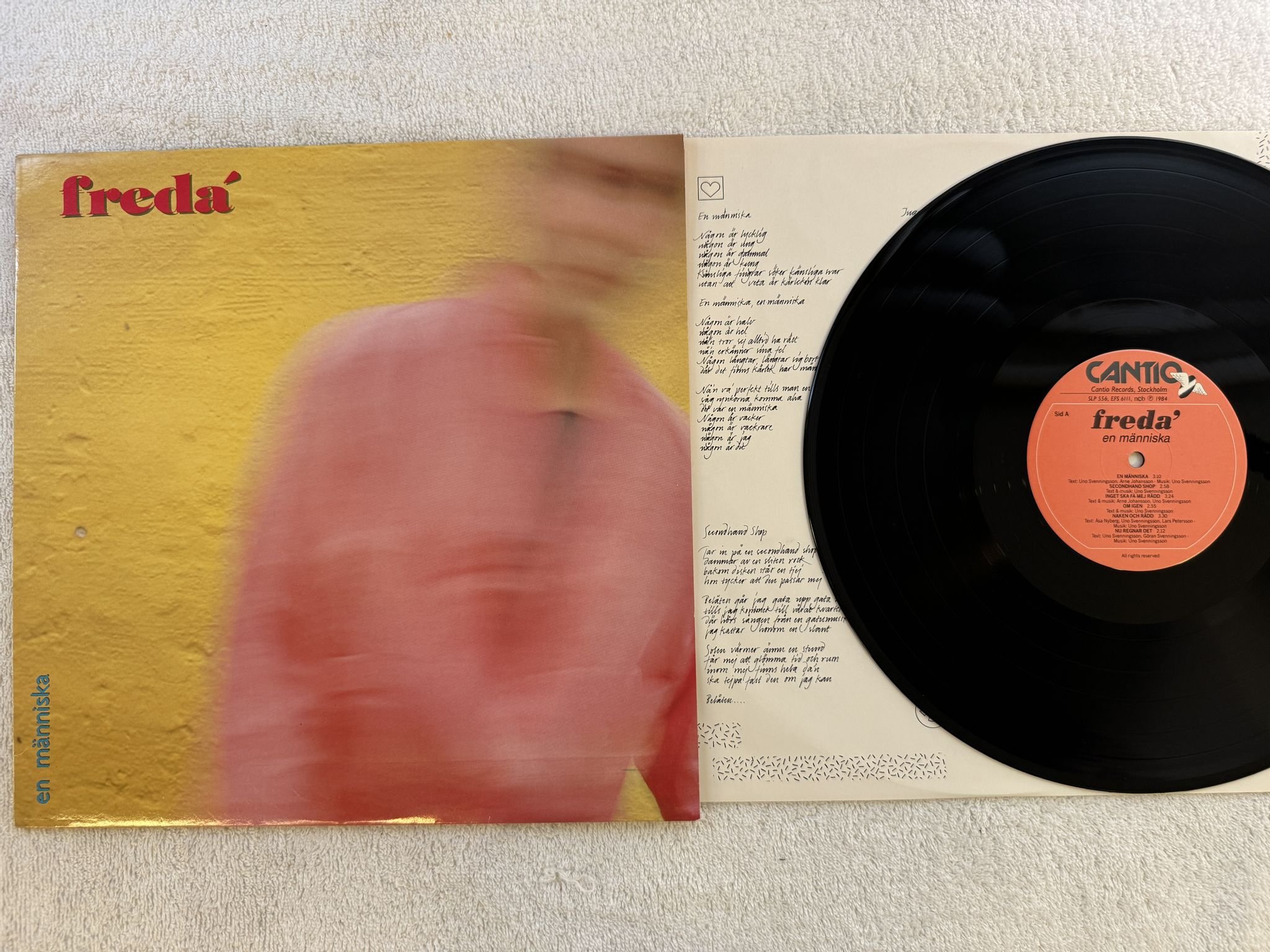 Omslagsbild för skivan FREDA en människa LP -84 CANTIO SLP 556 *** FULLY SIGNED ***