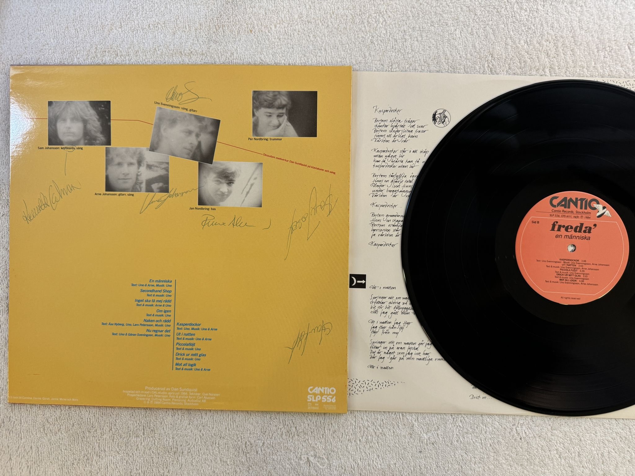 Omslagsbild för skivan FREDA en människa LP -84 CANTIO SLP 556 *** FULLY SIGNED ***