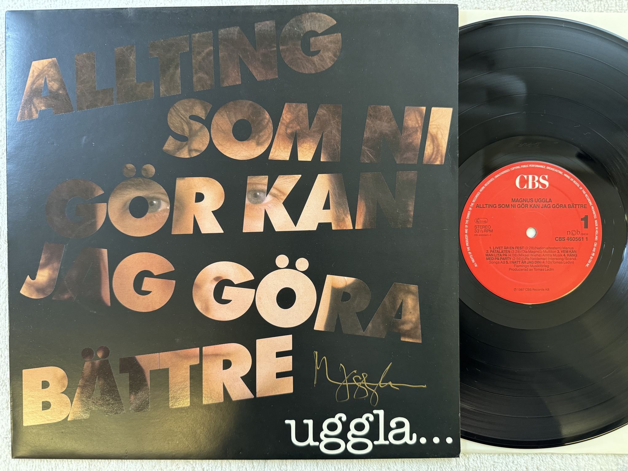 Omslagsbild för skivan MAGNUS UGGLA allting som ni gör ... LP -87 CBS 4605611 *** SIGNED ***