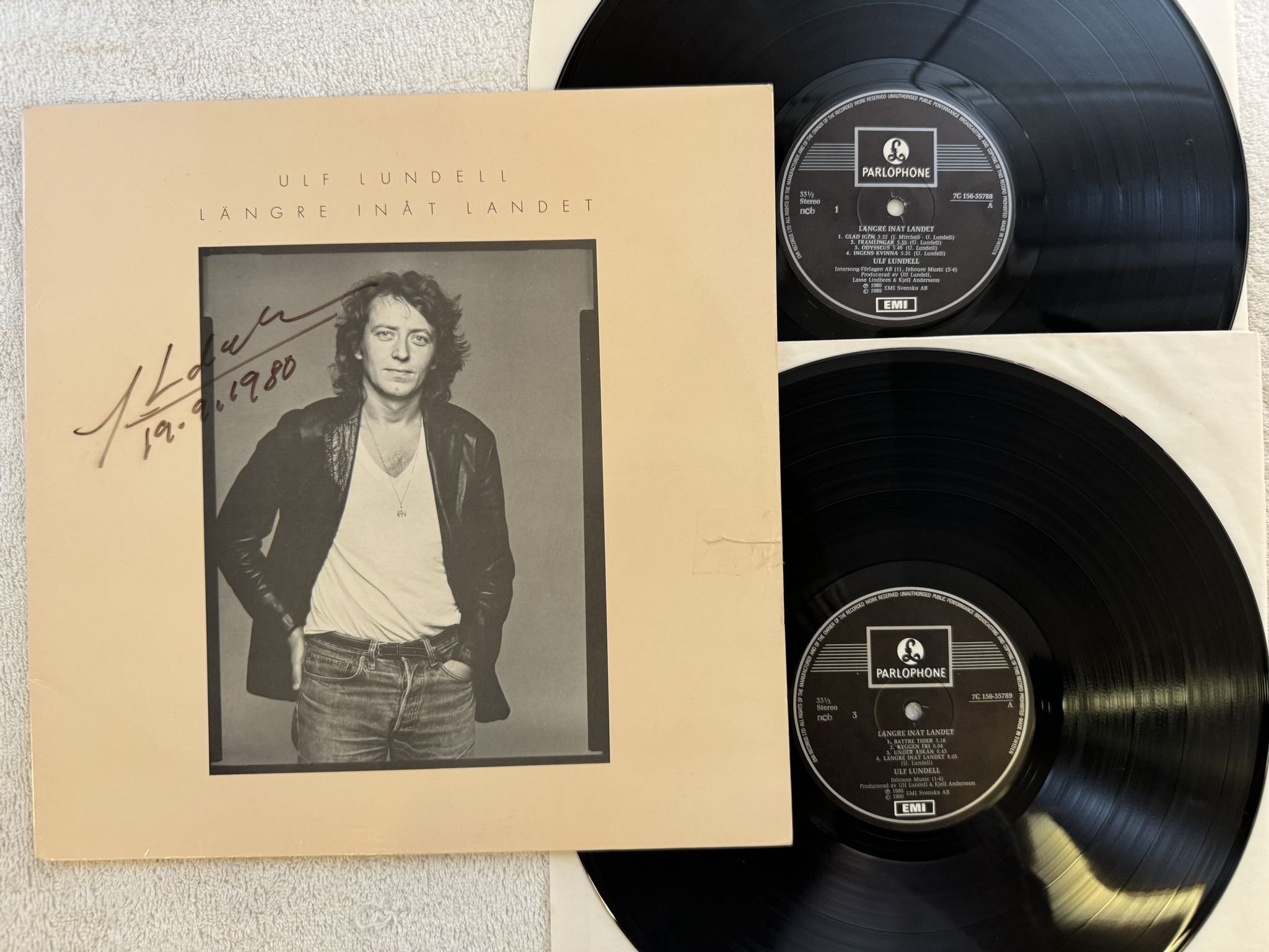 Omslagsbild för skivan ULF LUNDELL Längre Inåt Landet 2xLP -80 EMI 7C 156-35788/9 *** SIGNED ***